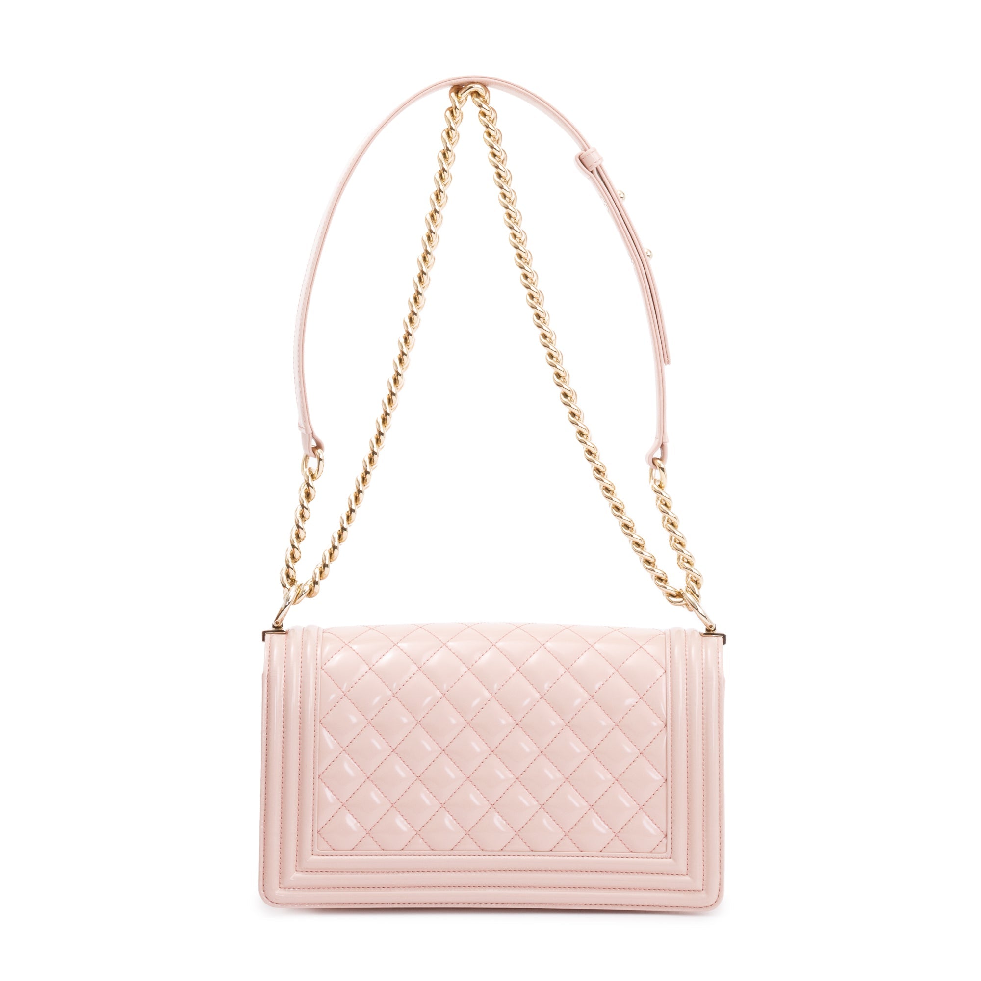 Chanel Pink Patent Leather Medium Boy Bag w/ Box & Authenticity Card