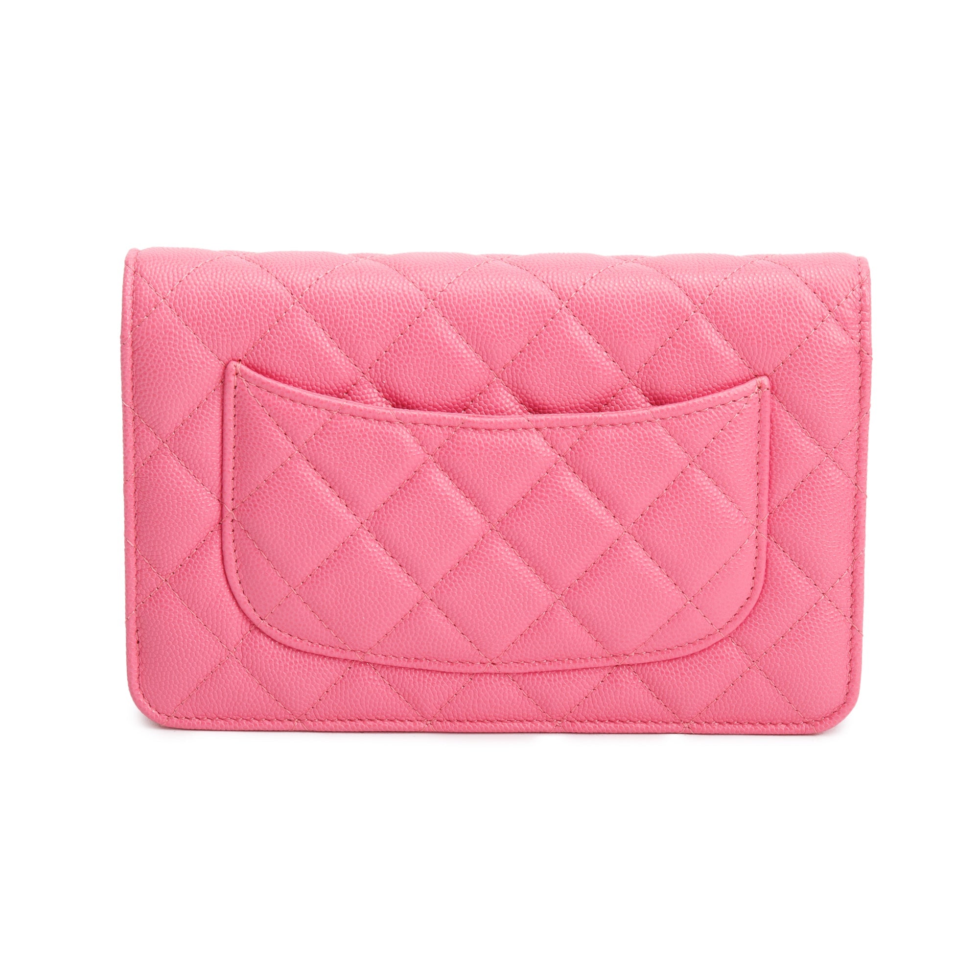 Chanel Pink Quilted Caviar Leather Classic Wallet on Chain w/ Box & Receipt