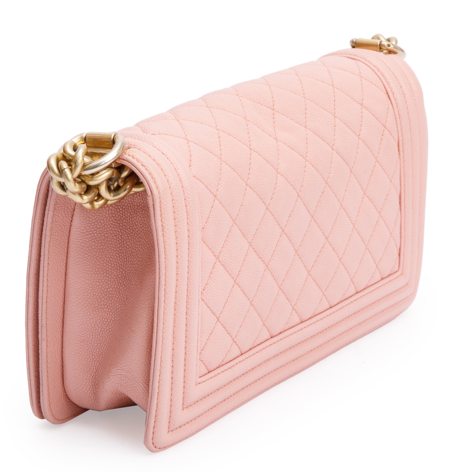 Chanel Pink Quilted Caviar Leather Medium Boy Bag
