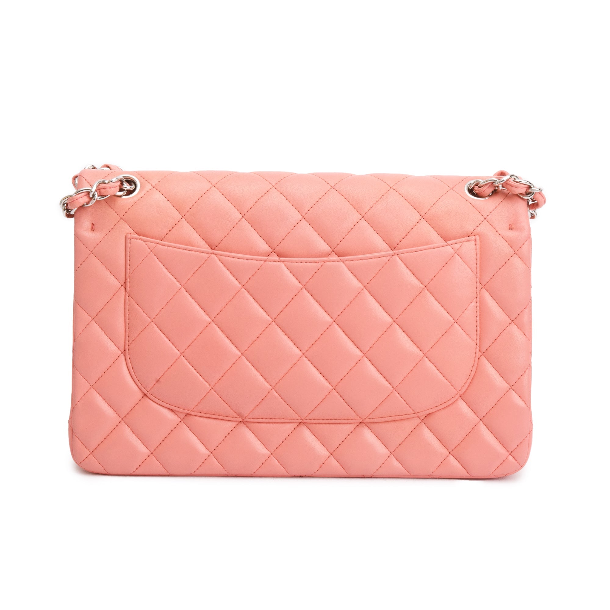 Chanel Pink Quilted Lambskin Leather Classic Jumbo Double Flap Bag w/ Authenticity Card