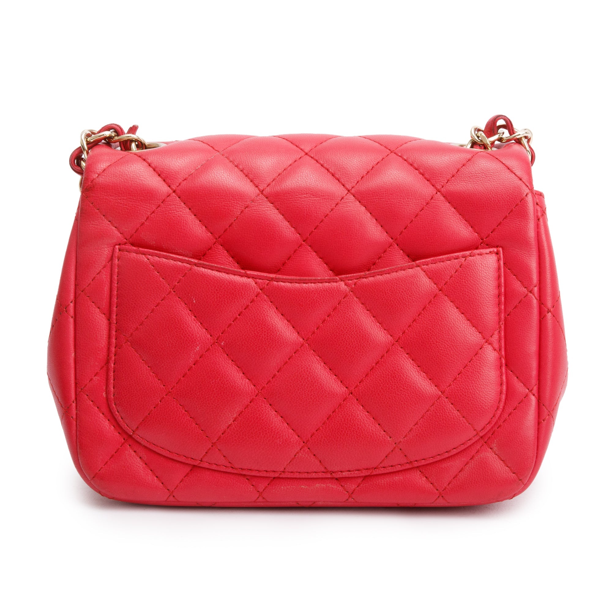 Chanel Pink Quilted Lambskin Leather Classic Square Mini Flap Bag w/ Authenticity Card