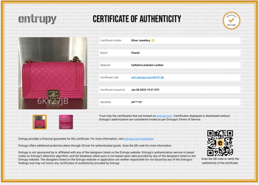 Chanel Pink Quilted Lambskin Leather Medium Boy Bag w/ Box & Authenticity Card