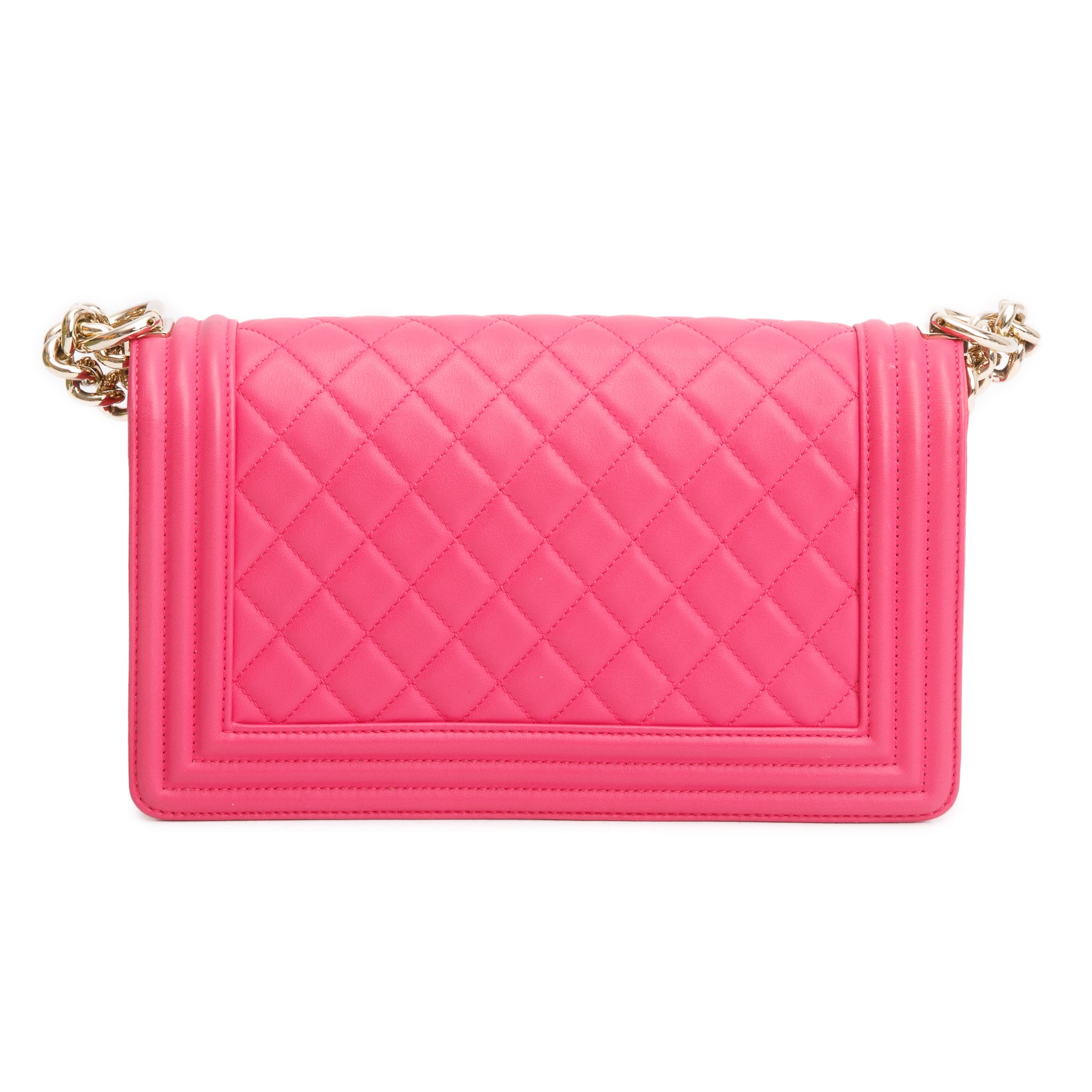 Chanel Pink Quilted Lambskin Leather Medium Boy Bag w/ Box & Authenticity Card