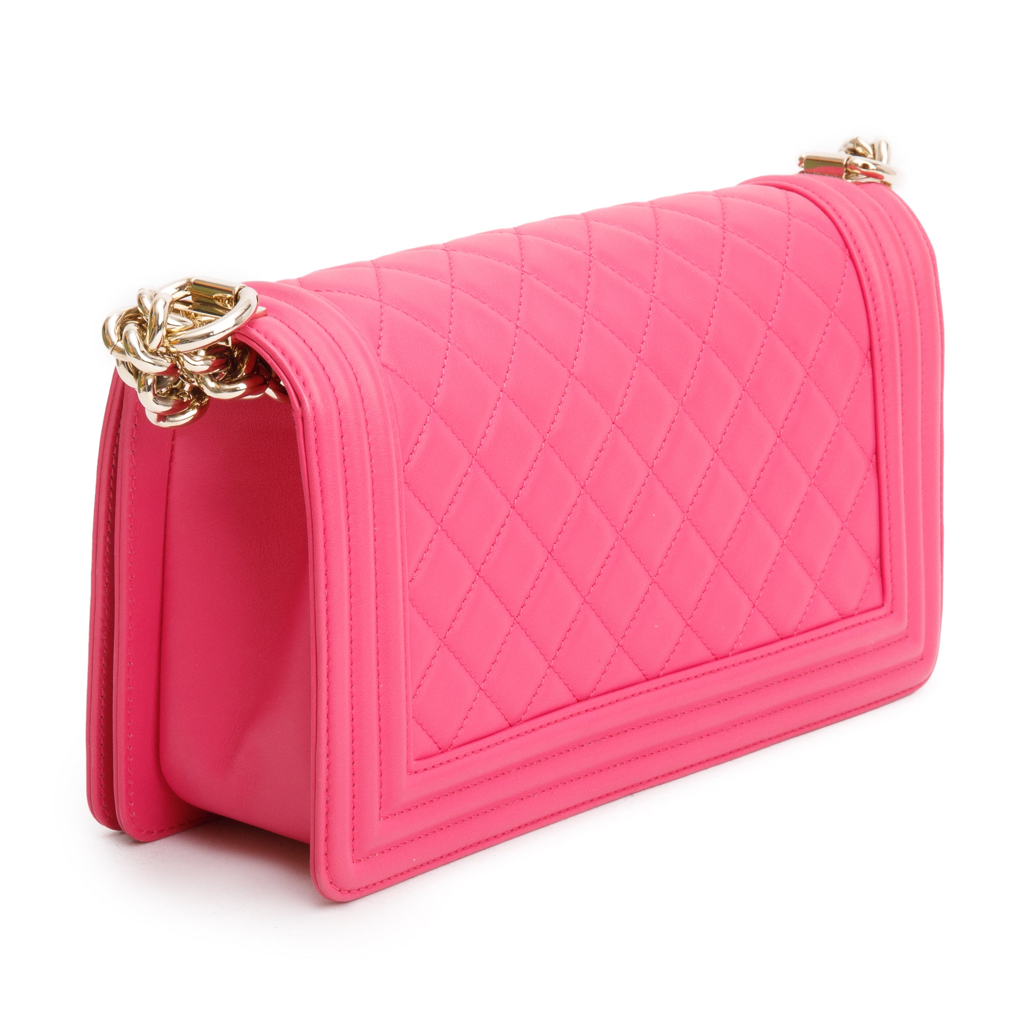 Chanel Pink Quilted Lambskin Leather Medium Boy Bag w/ Box & Authenticity Card