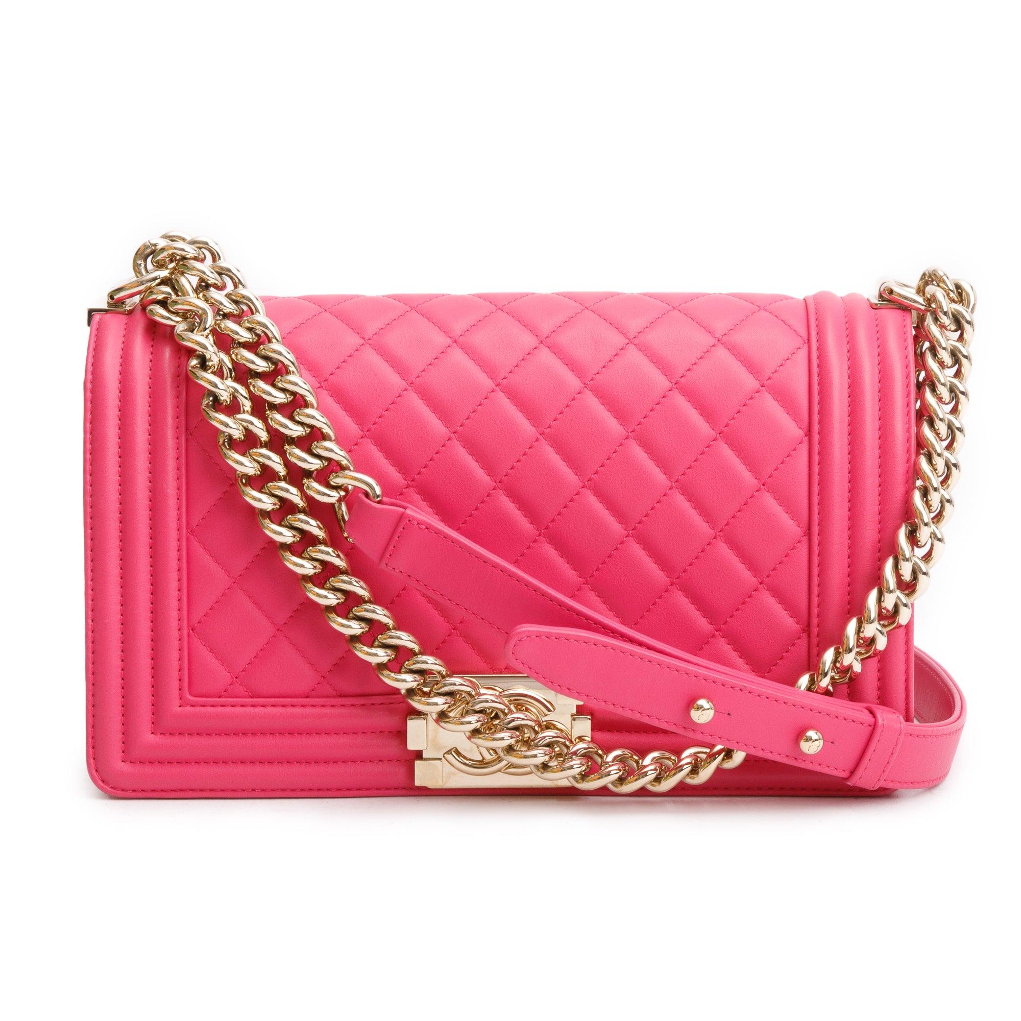 Chanel Pink Quilted Lambskin Leather Medium Boy Bag w/ Box & Authenticity Card