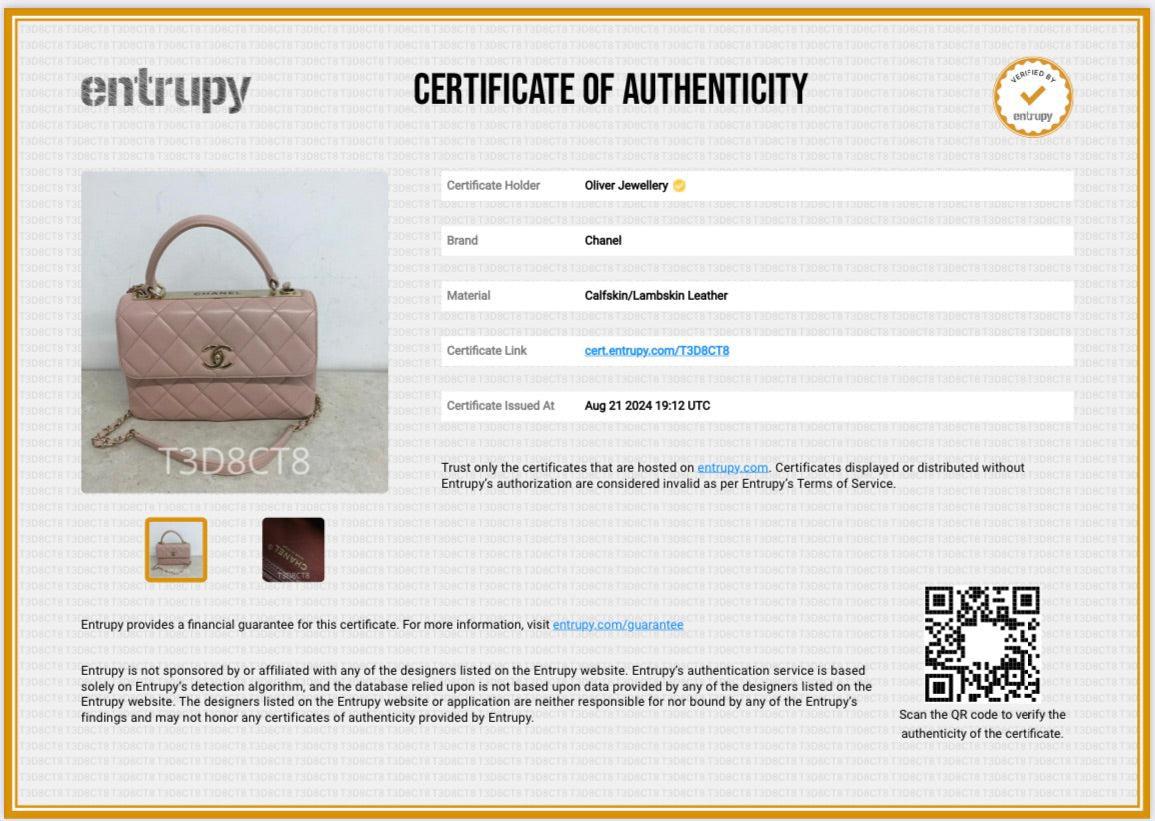 Chanel Pink Quilted Lambskin Trendy CC Small Top Handle Flap Bag w/ Authenticity Card