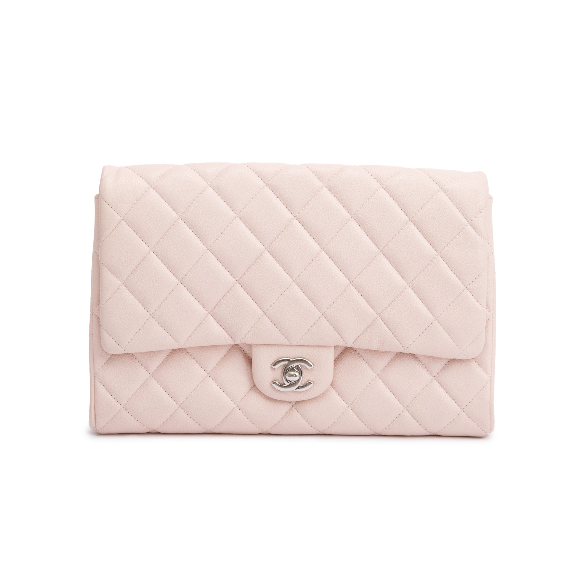 Chanel Pink Quilted Leather Clutch with Chain Flap w/ Authenticity Card