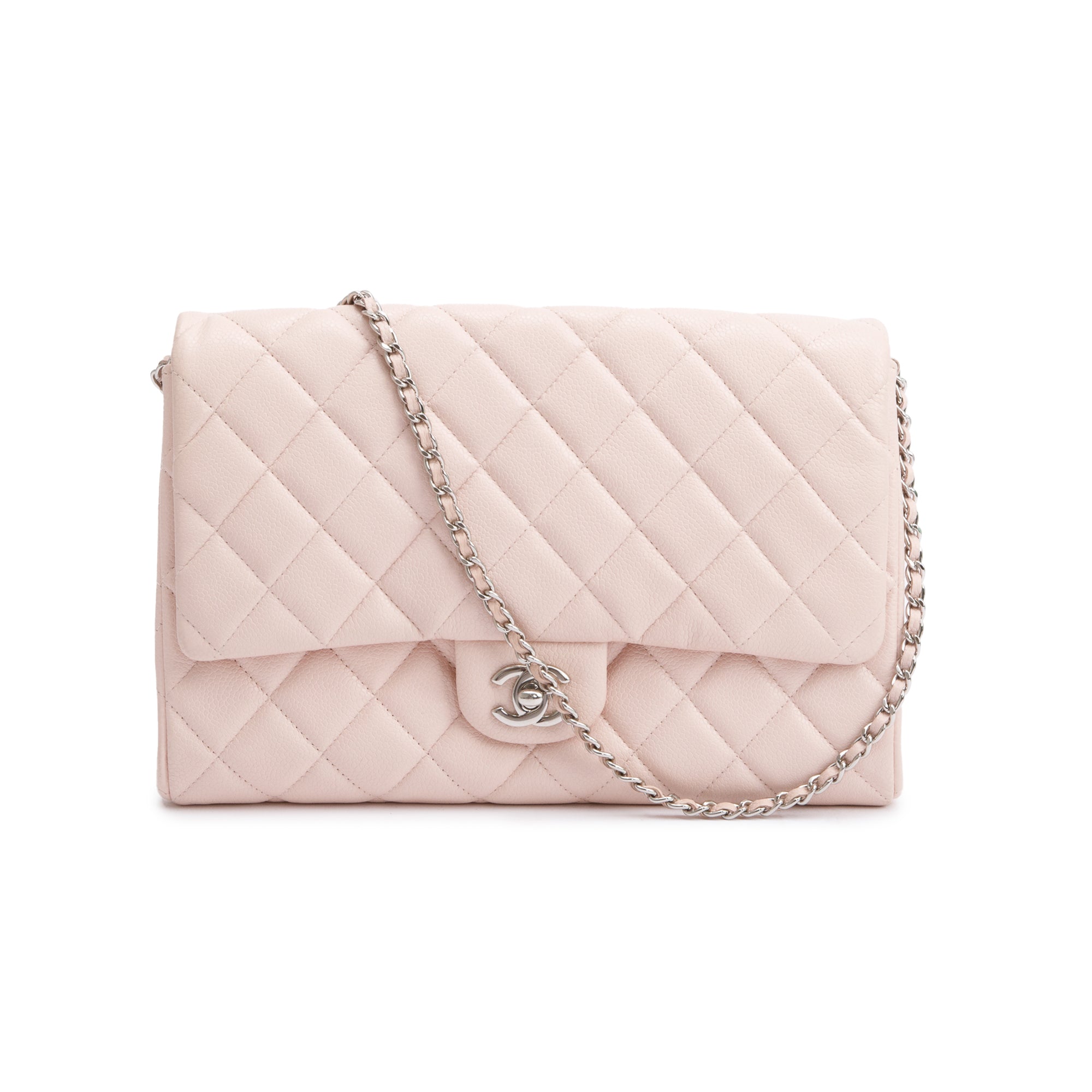 Chanel Pink Quilted Leather Clutch with Chain Flap w/ Authenticity Card