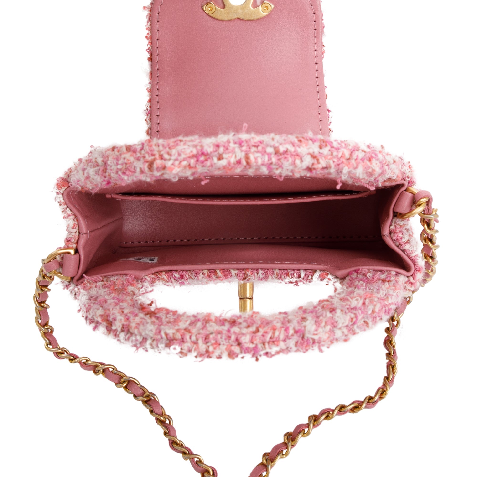 Chanel Pink Tweed Nano Kelly Shopper w/ Box