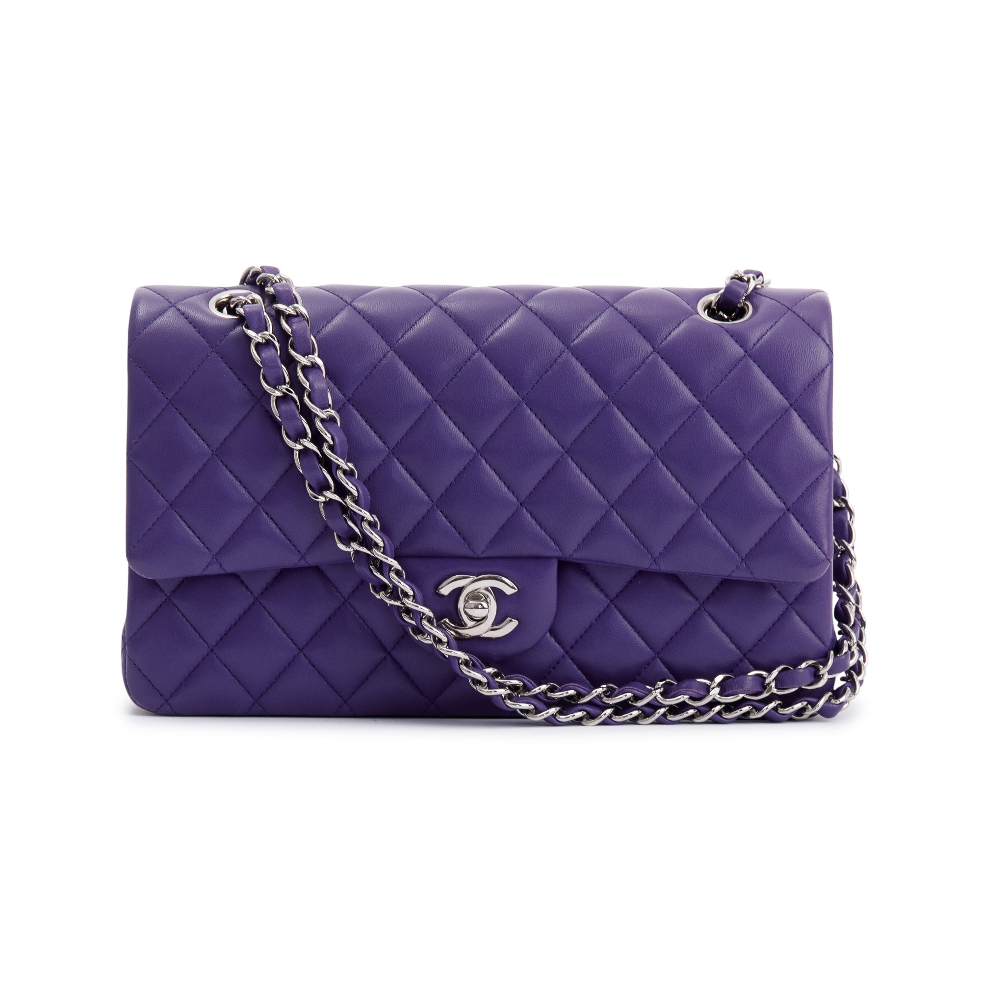 Chanel Purple Classic Medium Double Flap Bag w/ Box & Authenticity Card