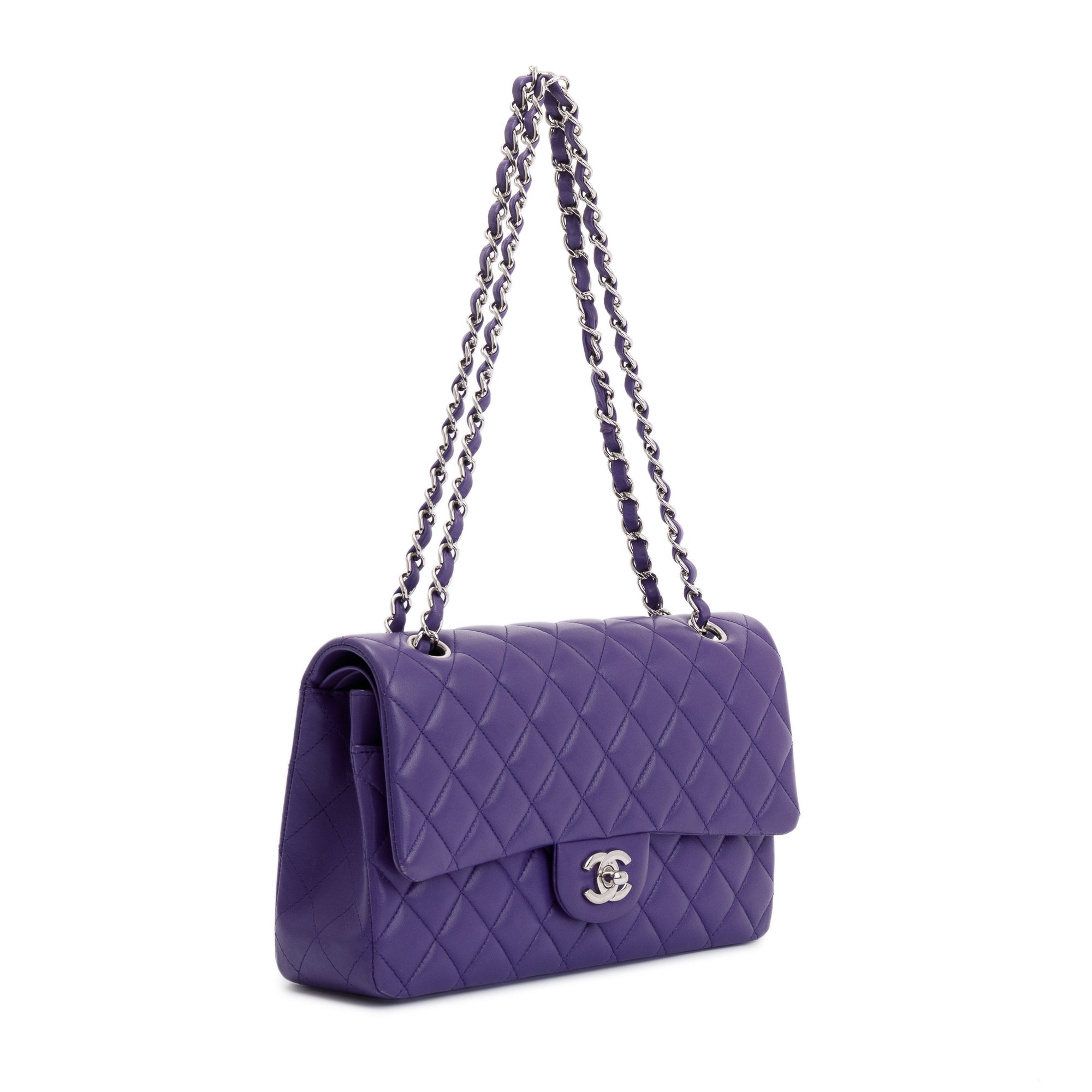 Chanel Purple Classic Medium Double Flap Bag w/ Box & Authenticity Card