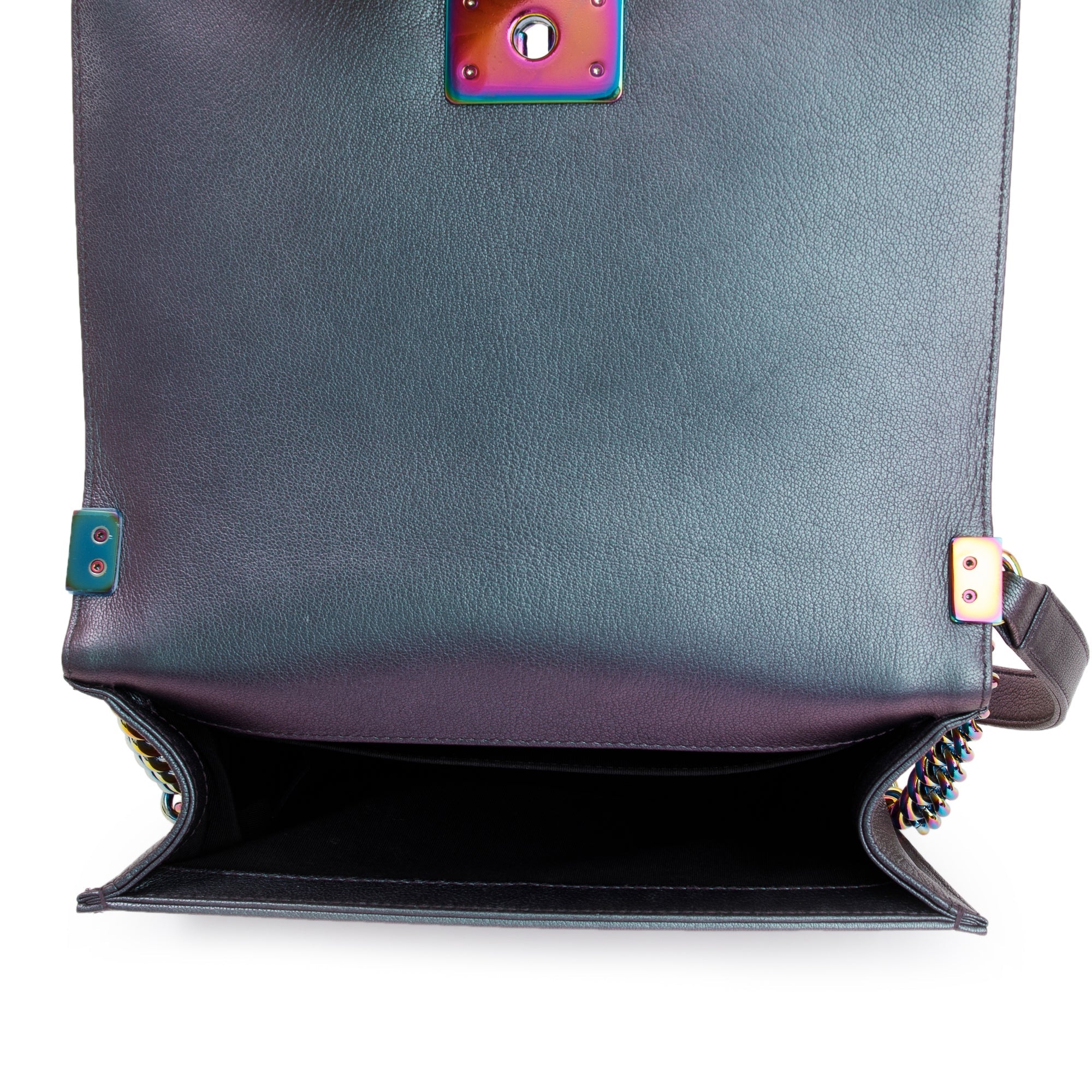 Chanel Purple Iridescent Quilted Calfskin Leather Medium Boy Bag w/ Box, Receipt & Authenticity Card