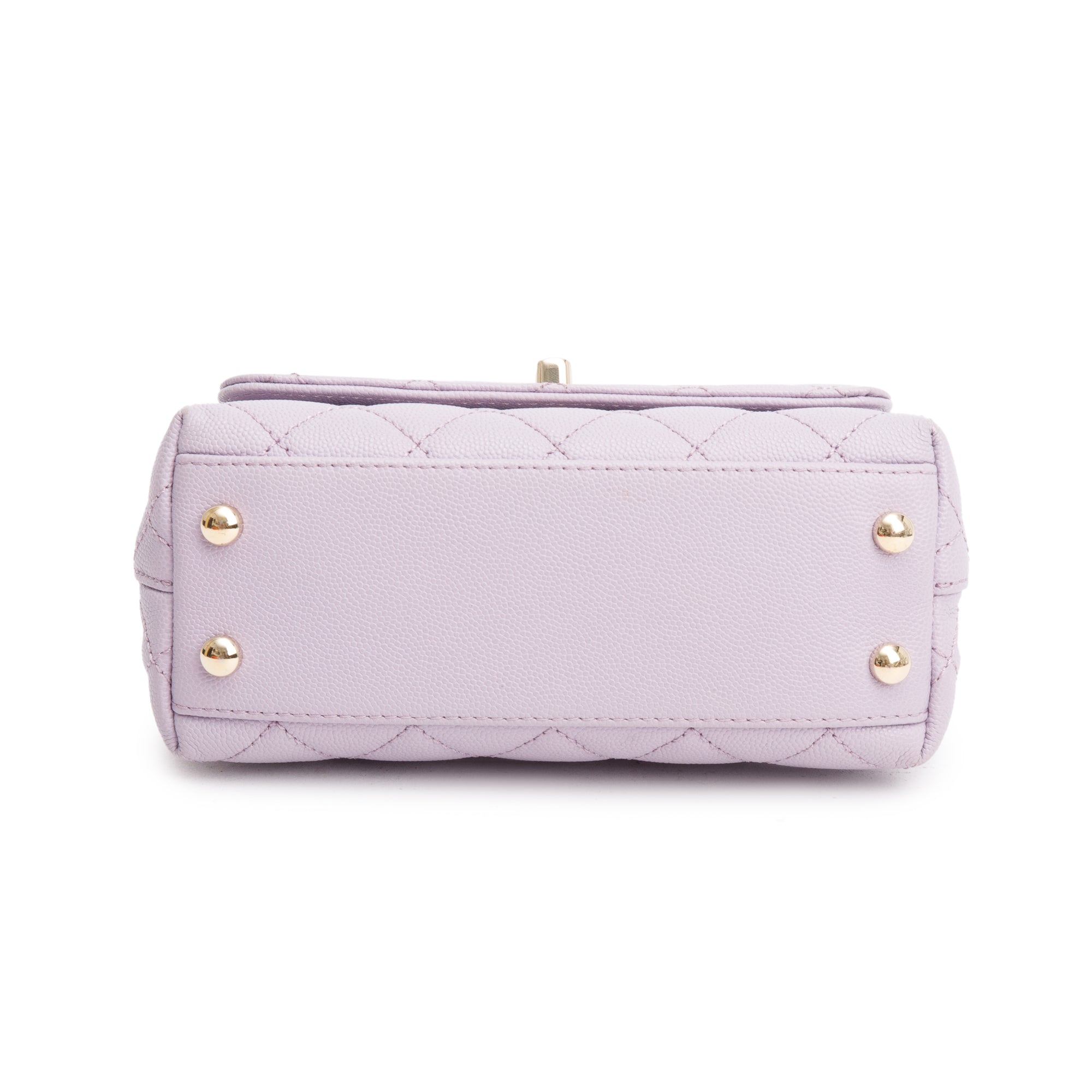 Chanel Purple Quilted Caviar Leather Mini Coco Top Handle Flap Bag w/ Box