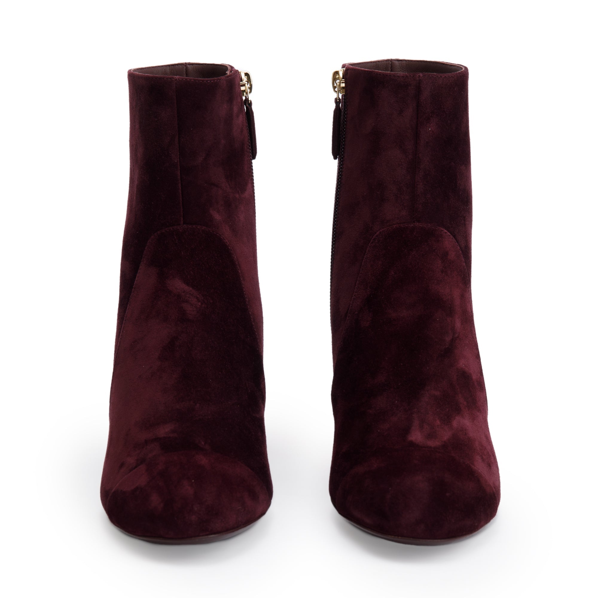 Chanel Purple Suede Interlocking CC Logo Chain Ankle Boots, Size 40 w/ Box