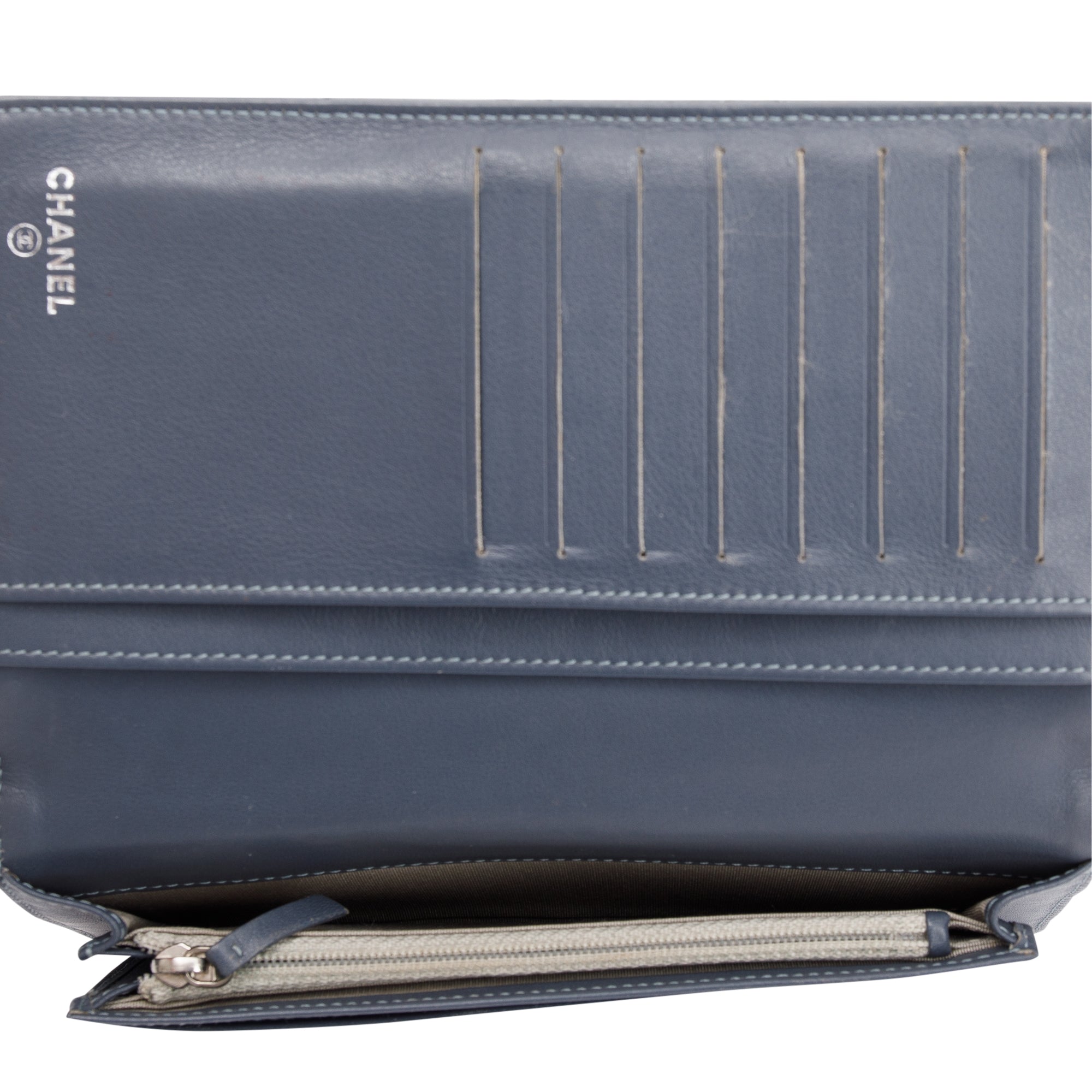 Chanel Quilted Calfskin/Lambskin Leather Yen Wallet w/ Box & Authenticity Card