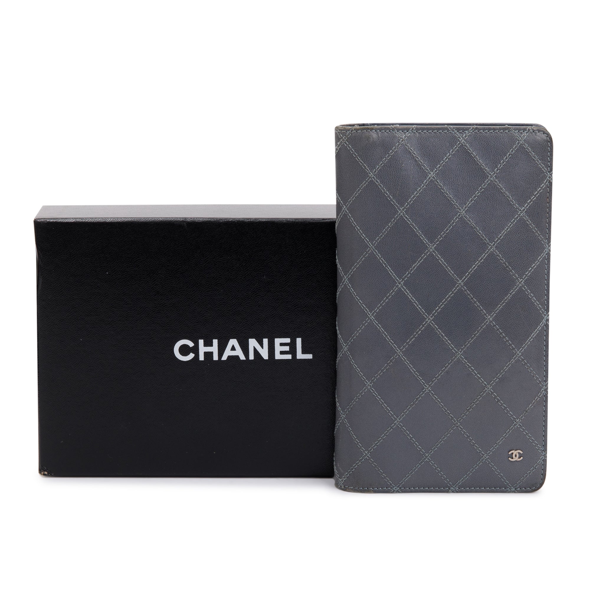 Chanel Quilted Calfskin/Lambskin Leather Yen Wallet w/ Box & Authenticity Card