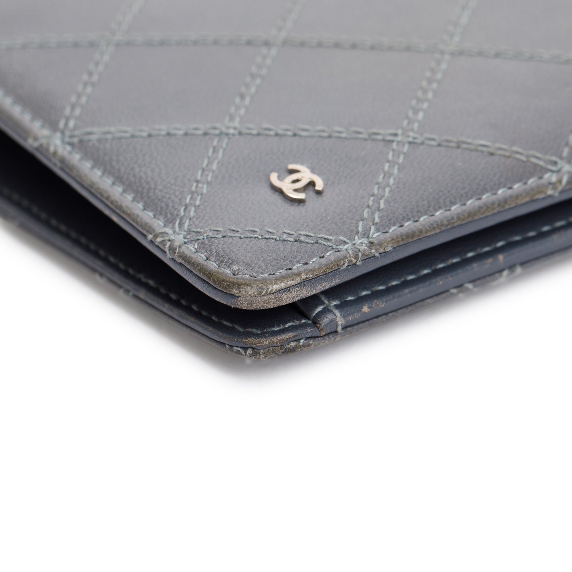 Chanel Quilted Calfskin/Lambskin Leather Yen Wallet w/ Box & Authenticity Card