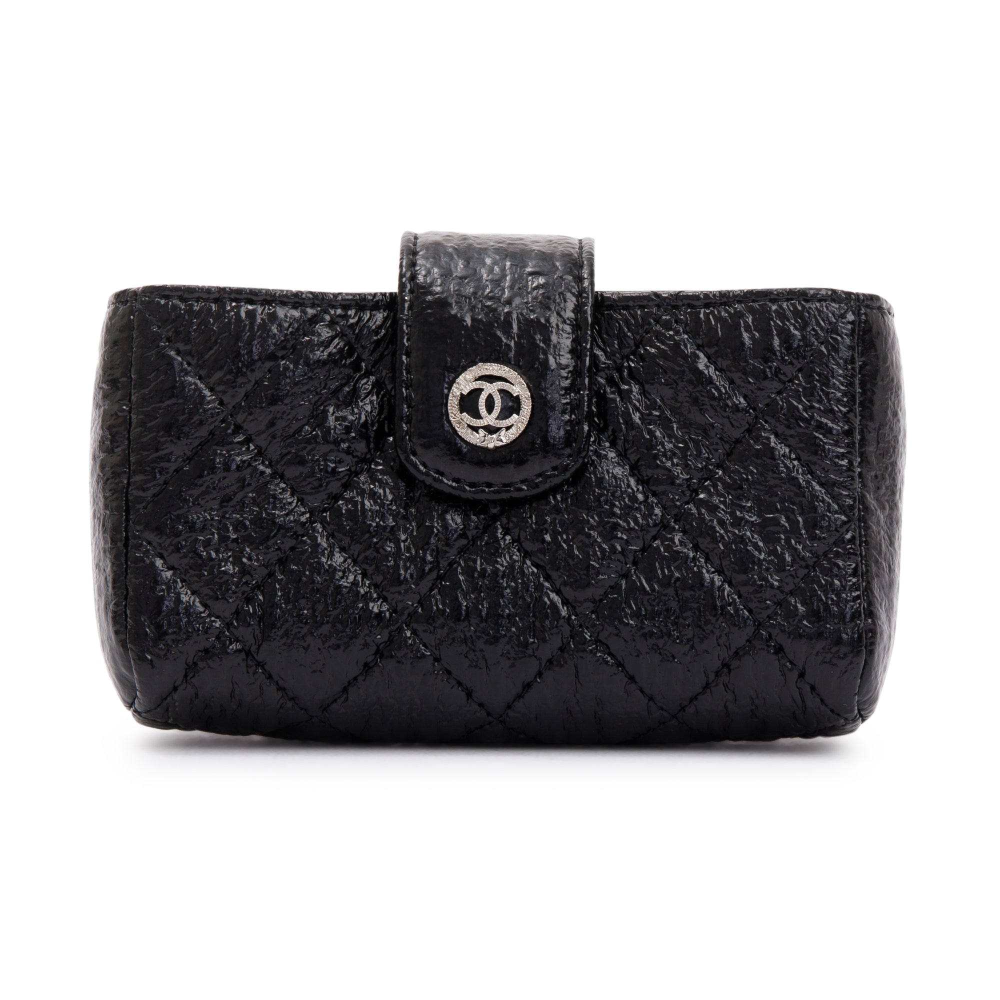 Chanel Quilted Crinkled Leather Phone Holder Clutch w/ Box