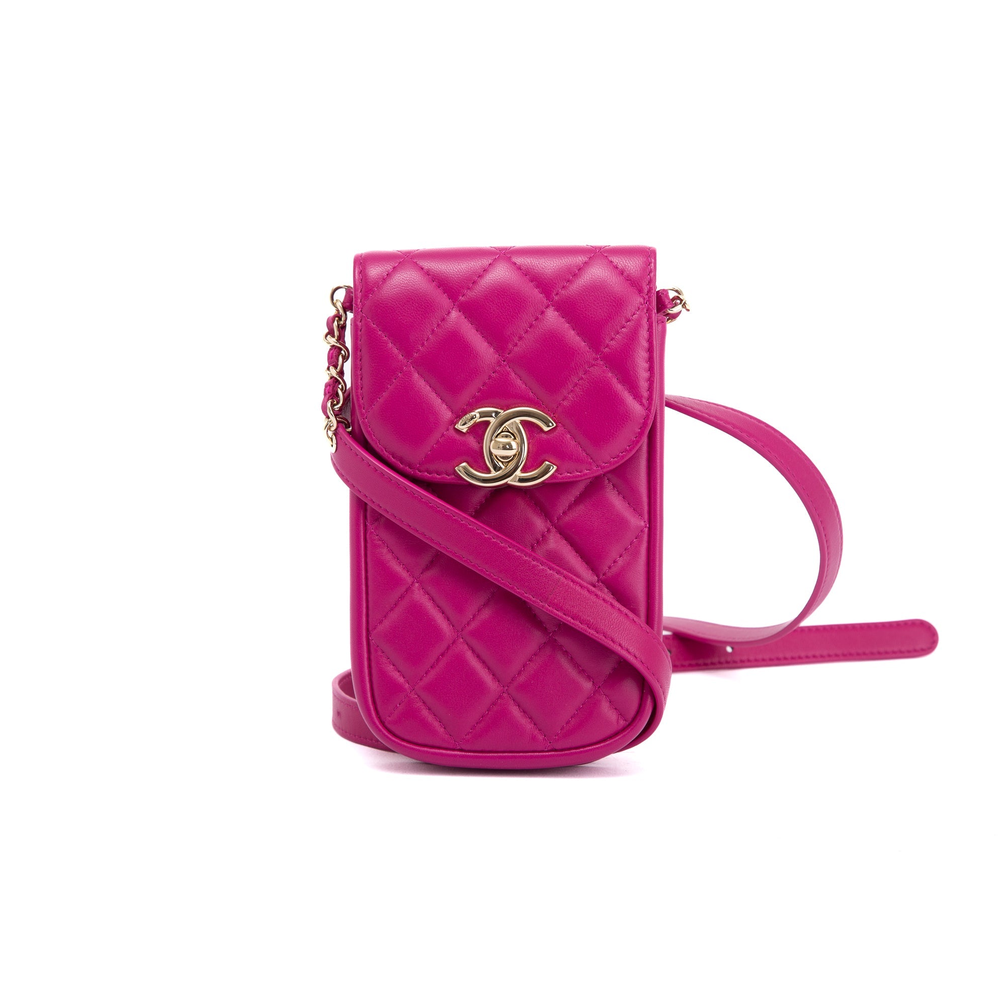 Chanel Quilted Lambskin Phone Chain Waist Bag w/ Box & Authenticity
