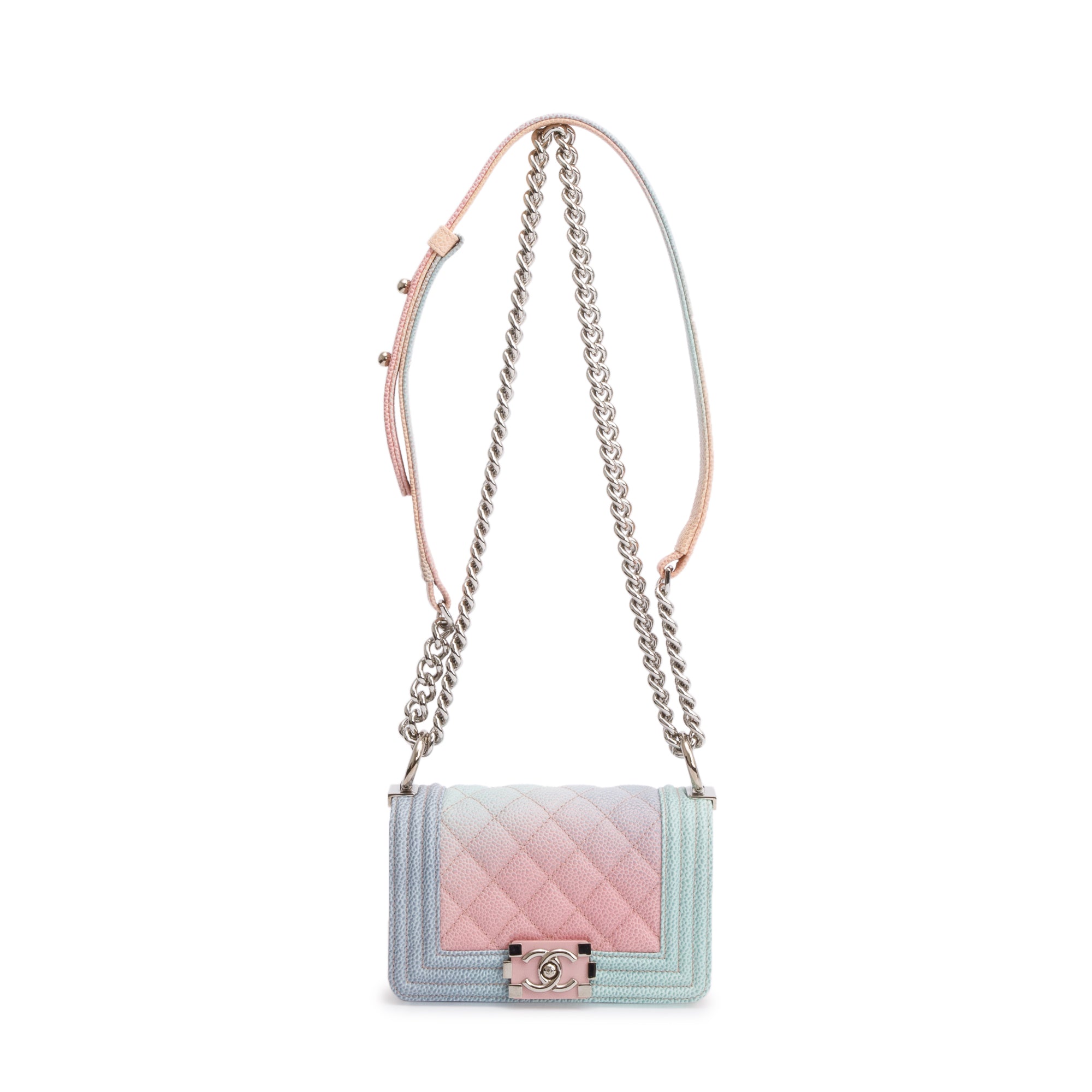 Chanel Rainbow Caviar Leather Mini Boy Flap Bag w/ Authenticity Card