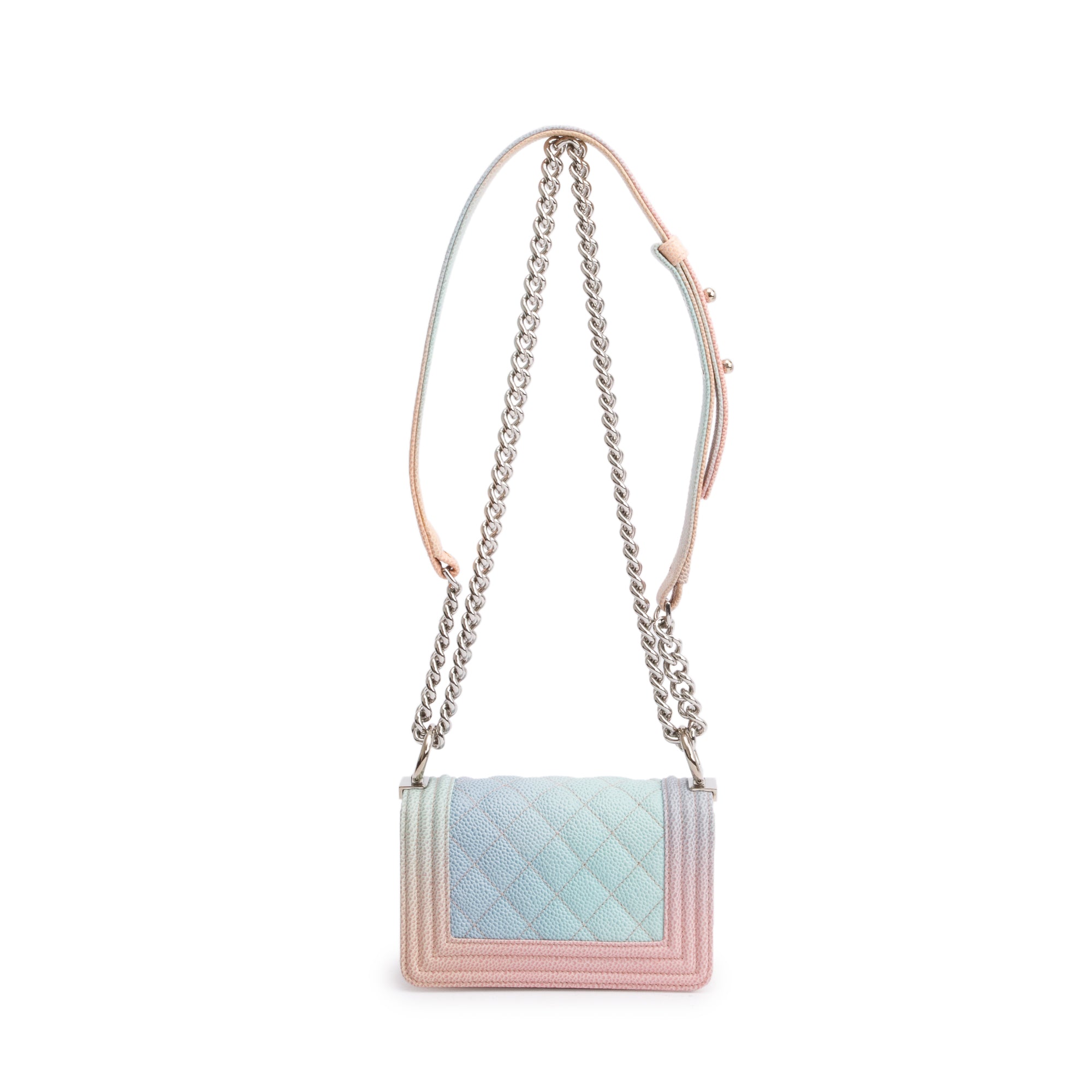 Chanel Rainbow Caviar Leather Mini Boy Flap Bag w/ Authenticity Card