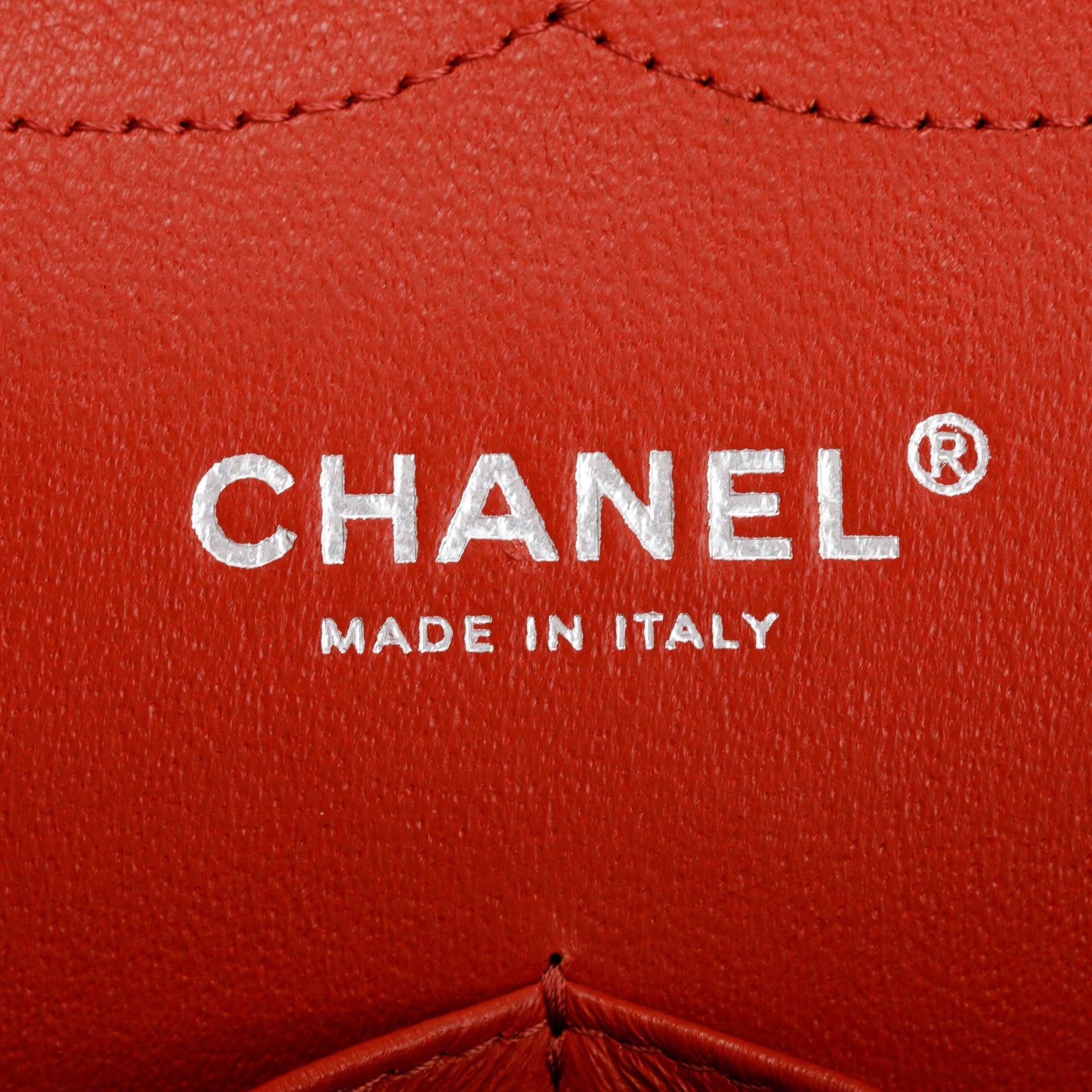 Chanel Red Caviar Classic Jumbo Double Flap Bag w/ Authenticity Card