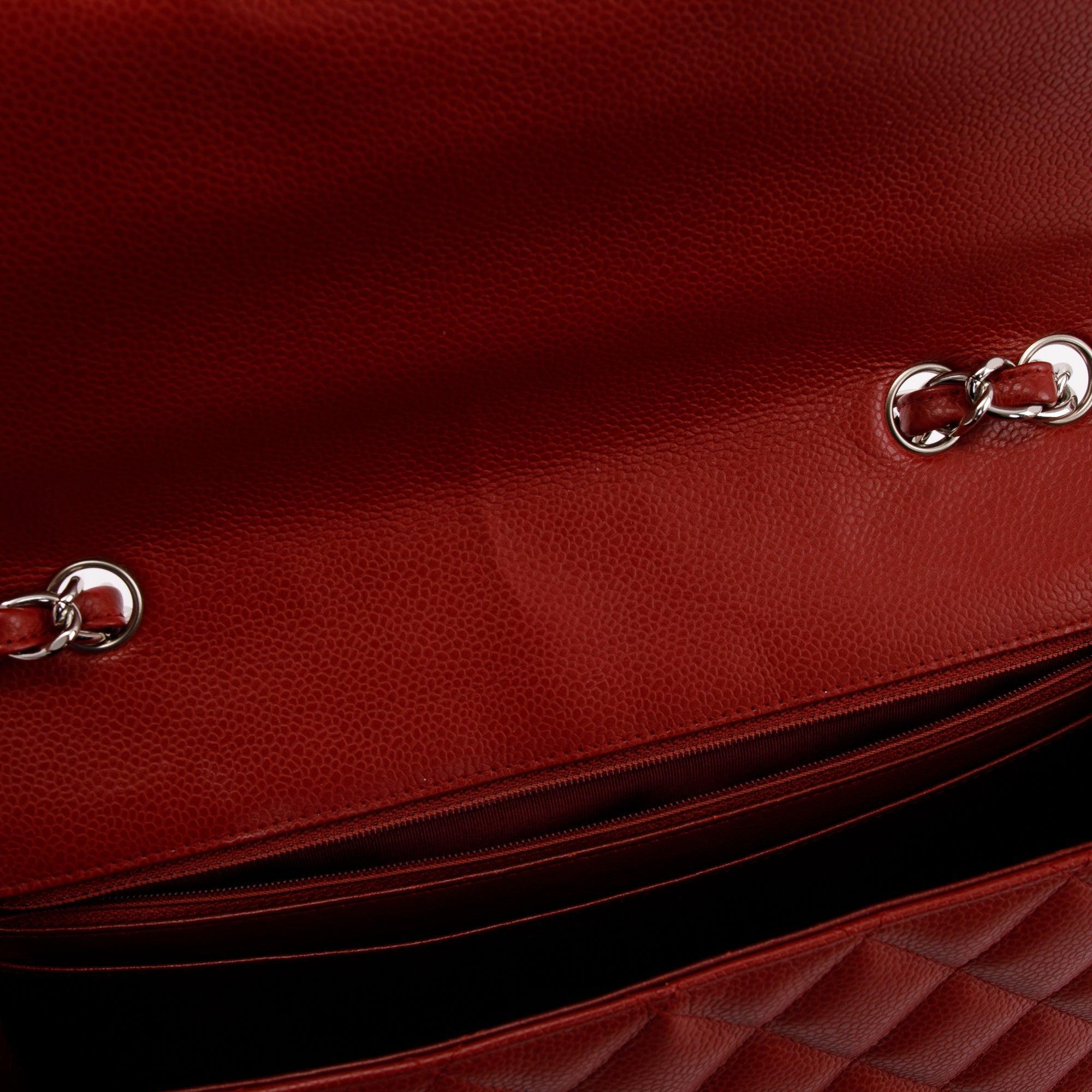 Chanel Red Caviar Classic Jumbo Single Flap Bag