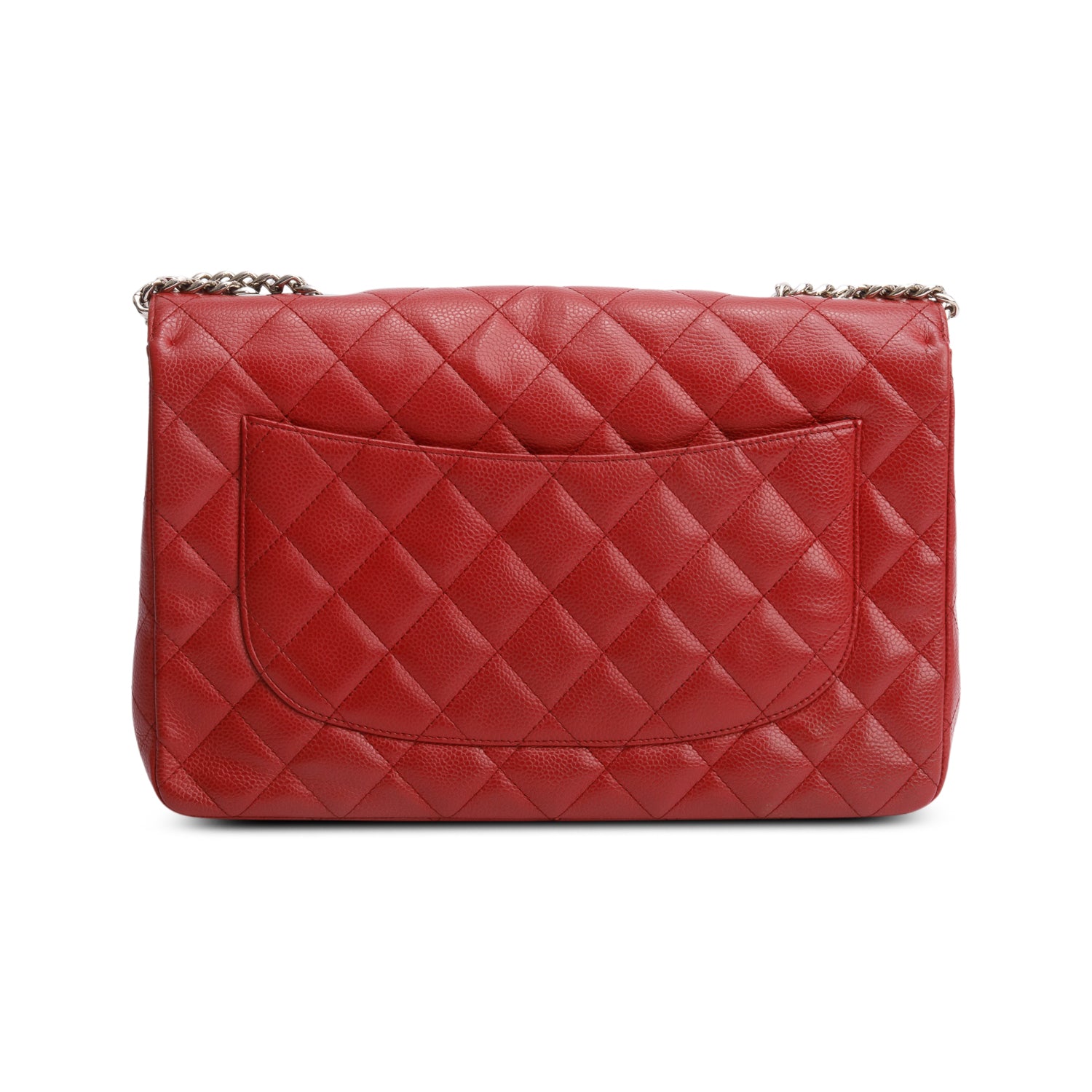 Chanel Red Caviar Classic Jumbo Single Flap Bag w/ Box & Authenticity Card