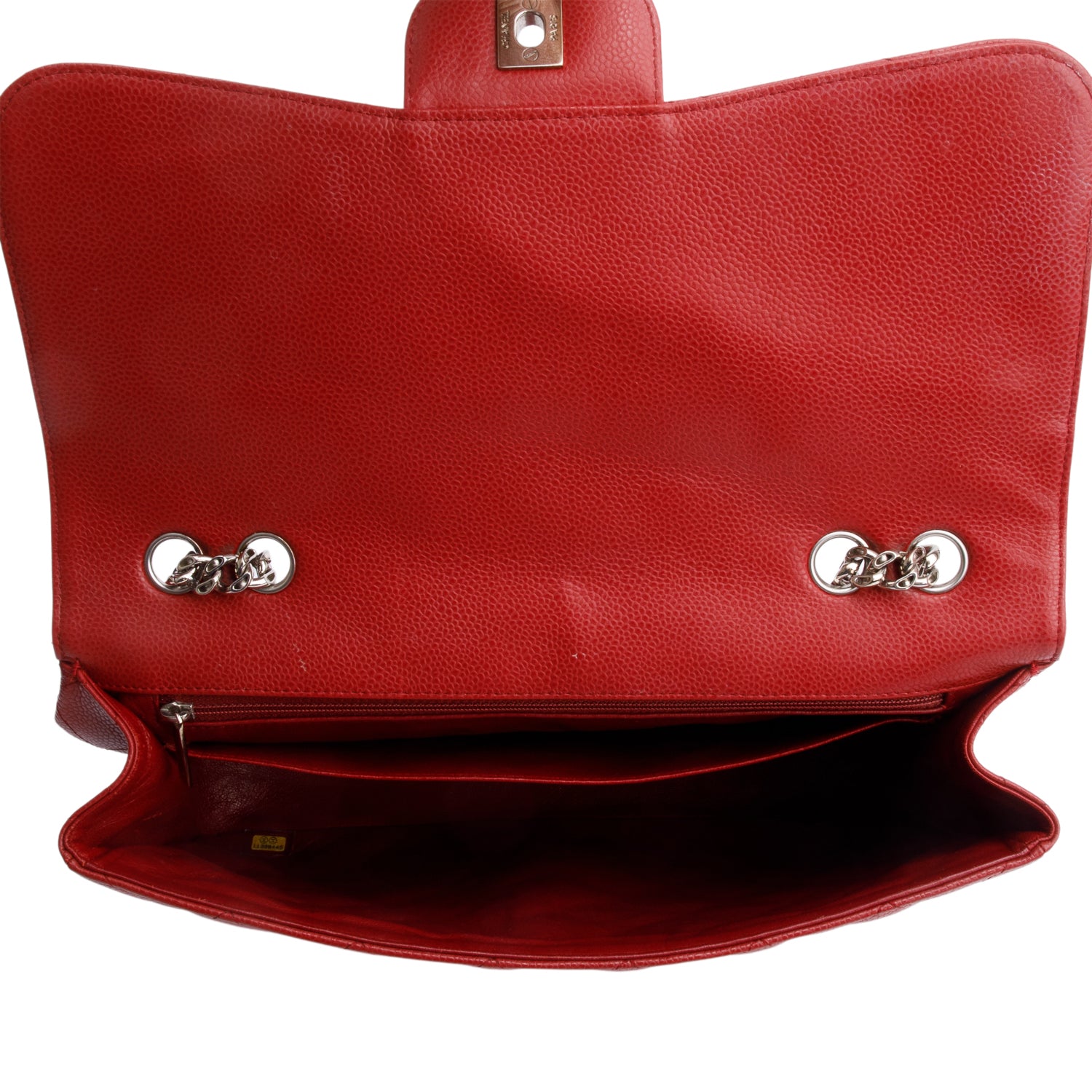 Chanel Red Caviar Classic Jumbo Single Flap Bag w/ Box & Authenticity Card
