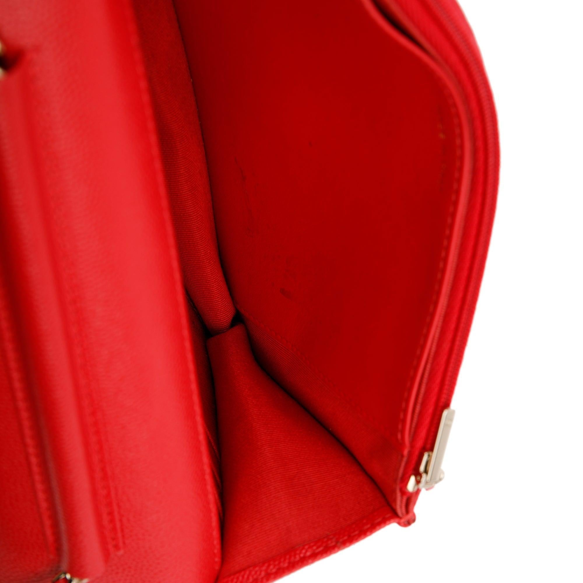 Chanel Red Caviar Classic Wallet on Chain w/ Box & Authenticity Card