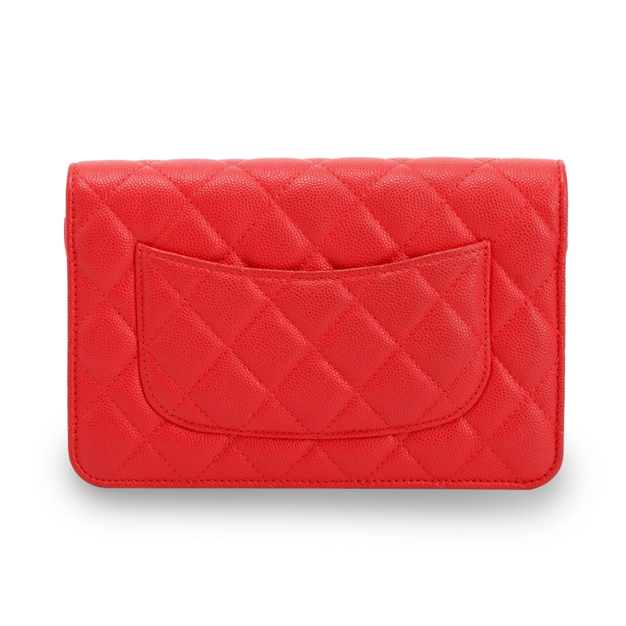 Chanel Red Caviar Classic Wallet on Chain w/ Box & Authenticity Card