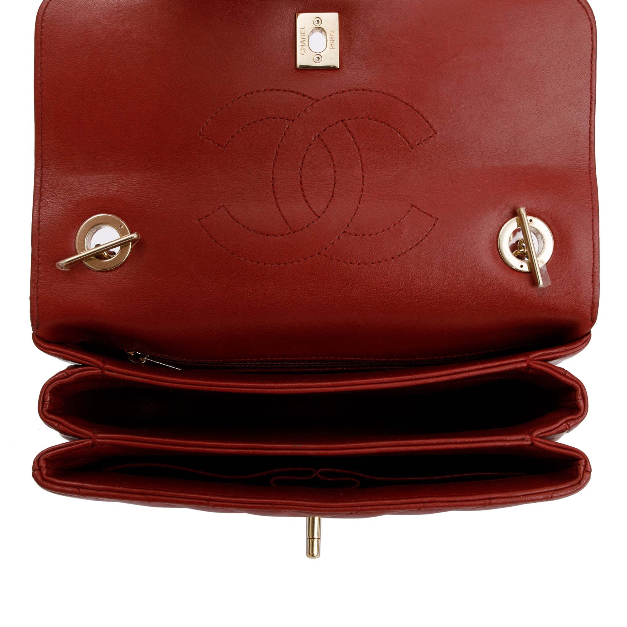 Chanel Red Chevron Lambskin Trendy CC Small Top Handle Flap Bag