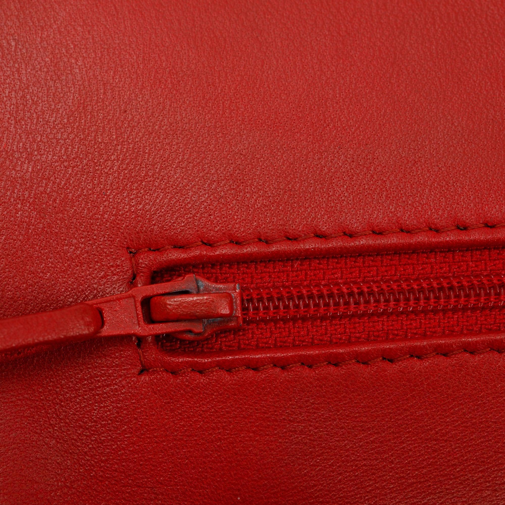 Chanel Red Lambskin Classic Jumbo Double Flap Bag