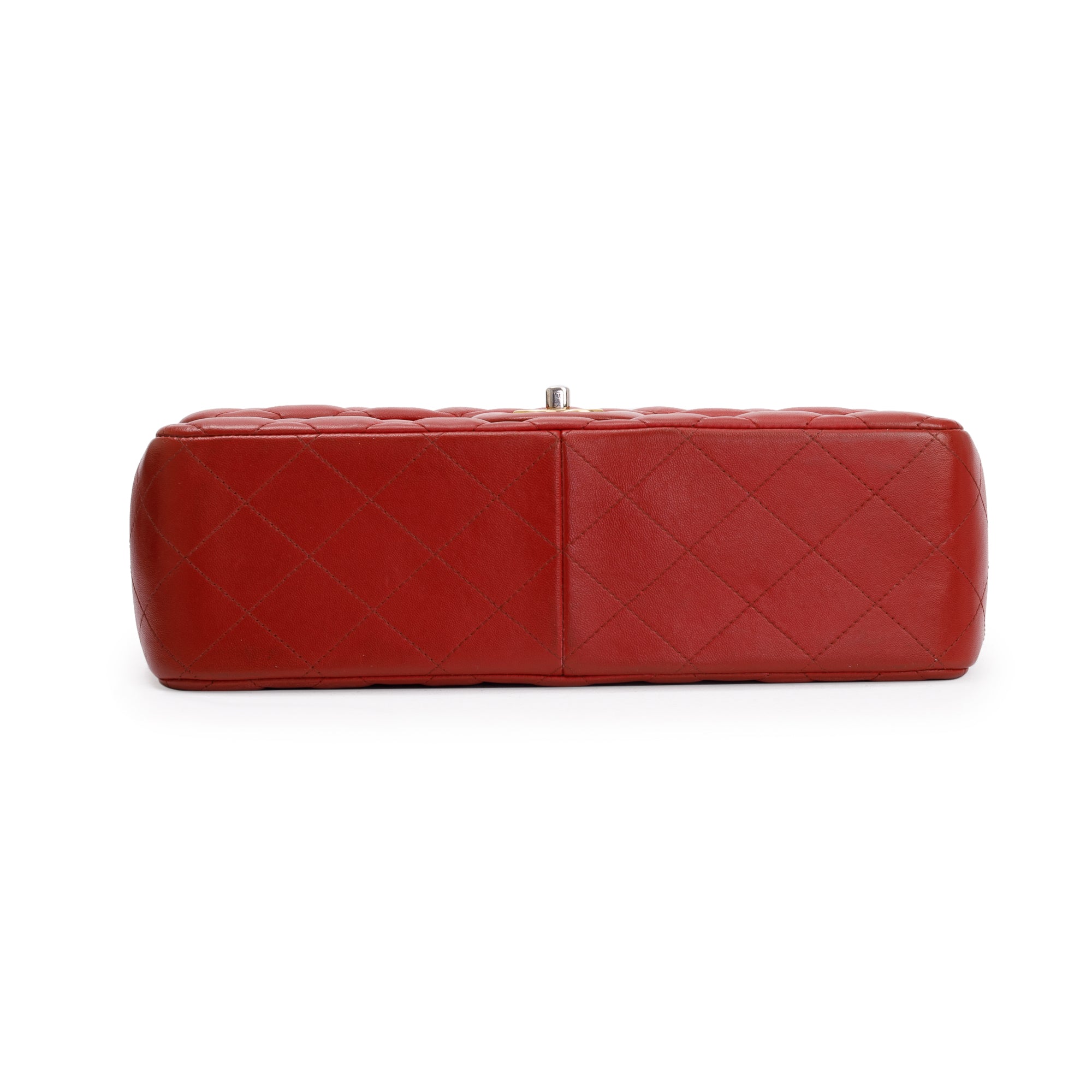 Chanel Red Lambskin Classic Jumbo Double Flap Bag