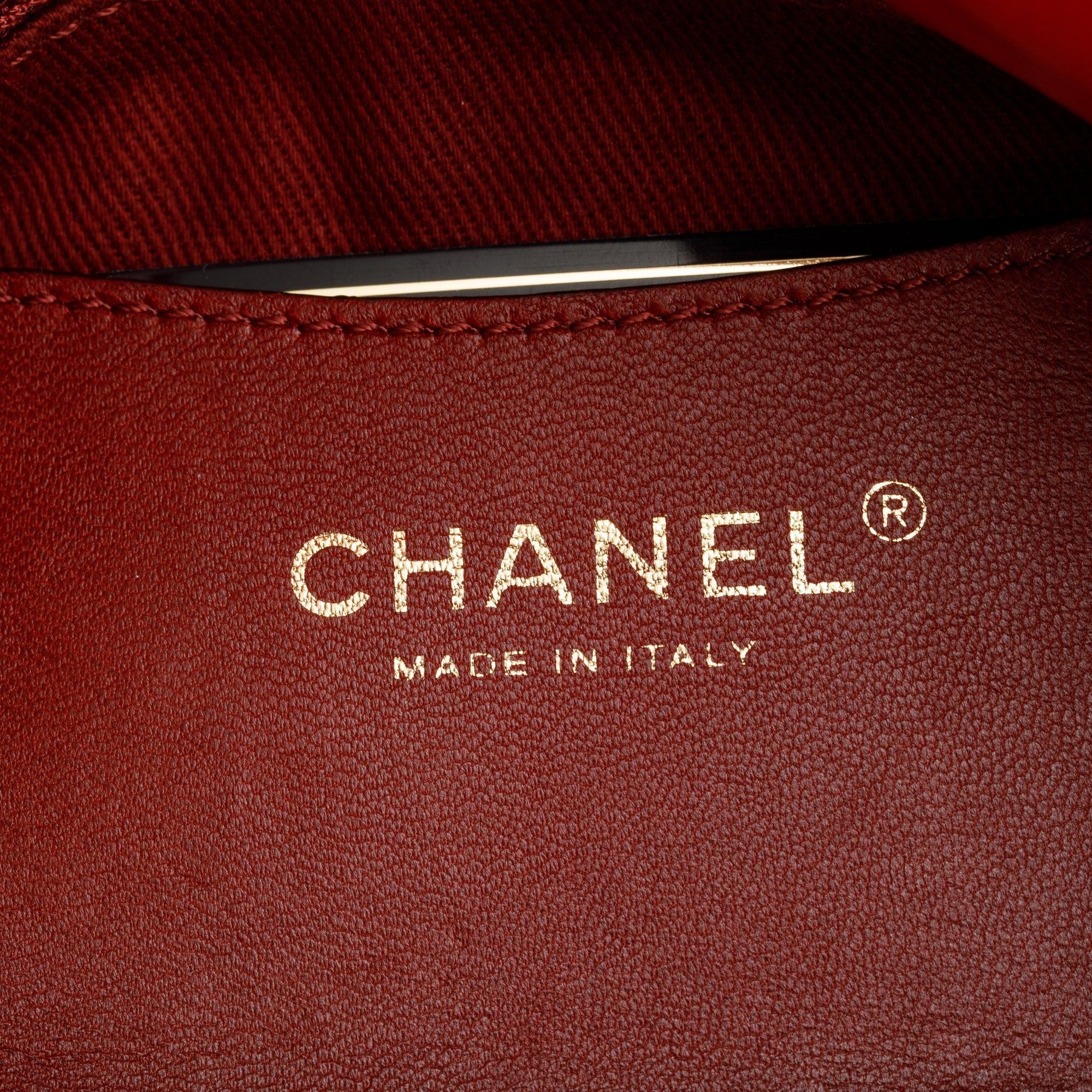 Chanel Red Lambskin Leather Just Mademoiselle Medium Bowler Bag w/ Authenticity Card