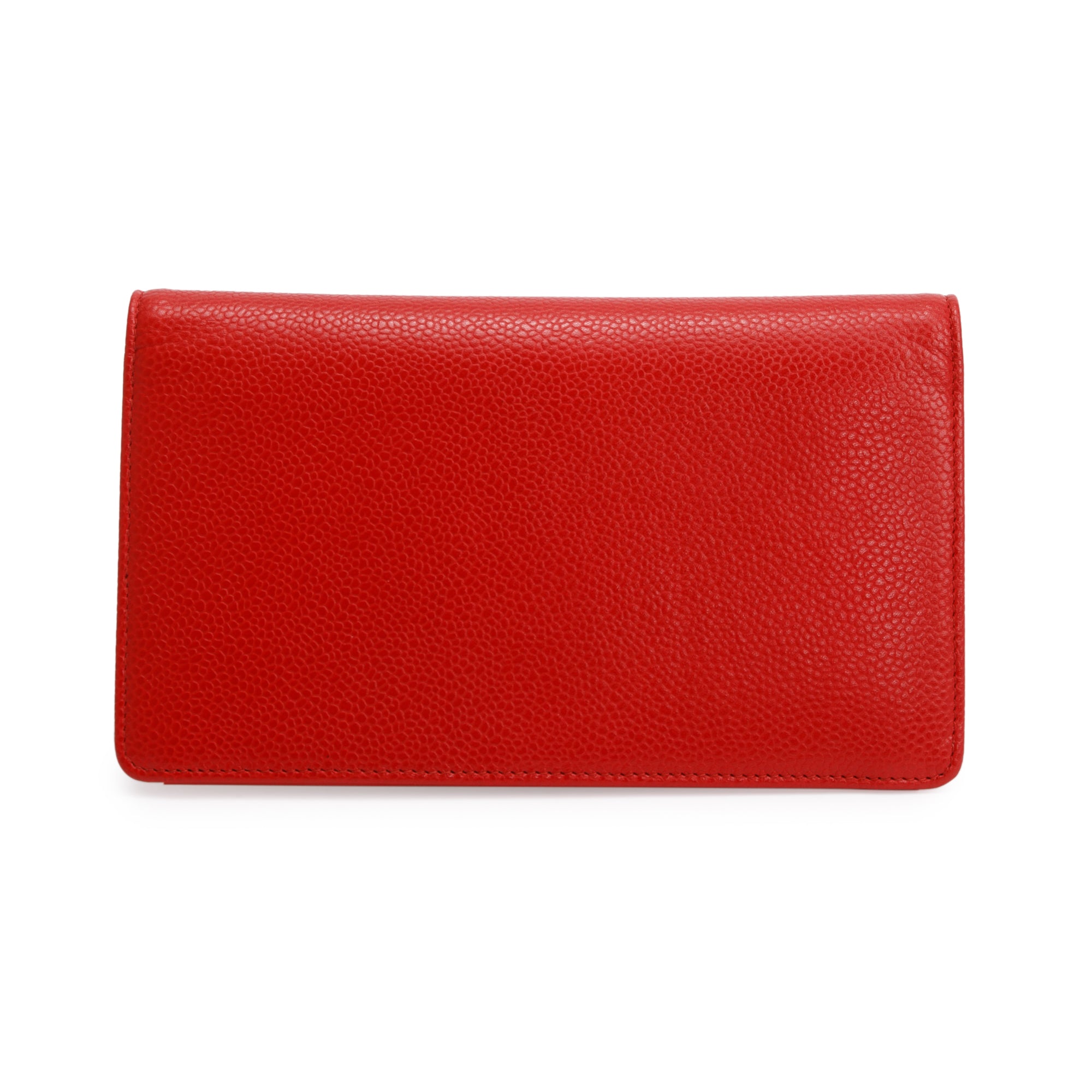 Chanel Red Leather Timeless CC Yen Wallet