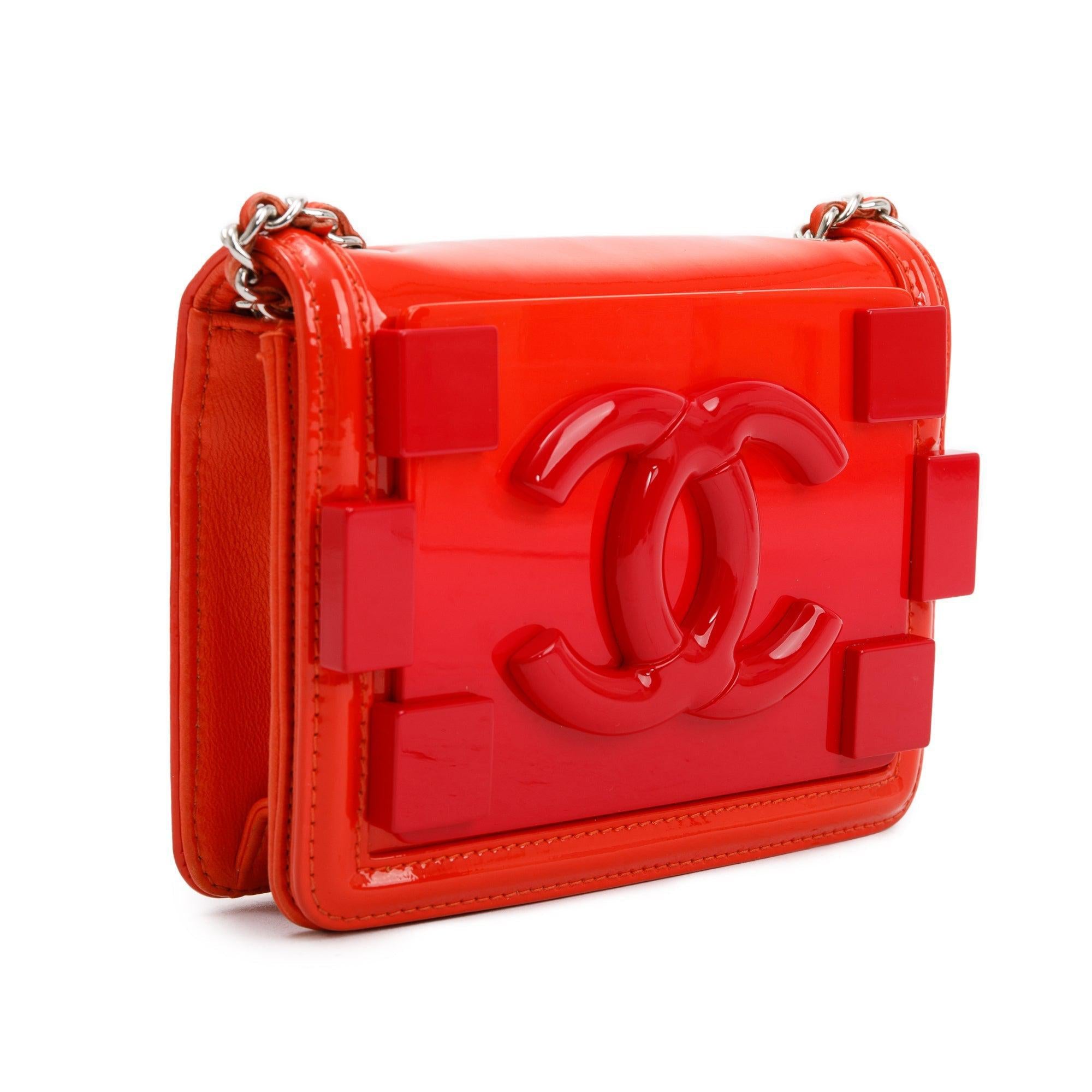 Chanel Red Plexiglass Patent Leather Mini Boy Brick Flap Bag