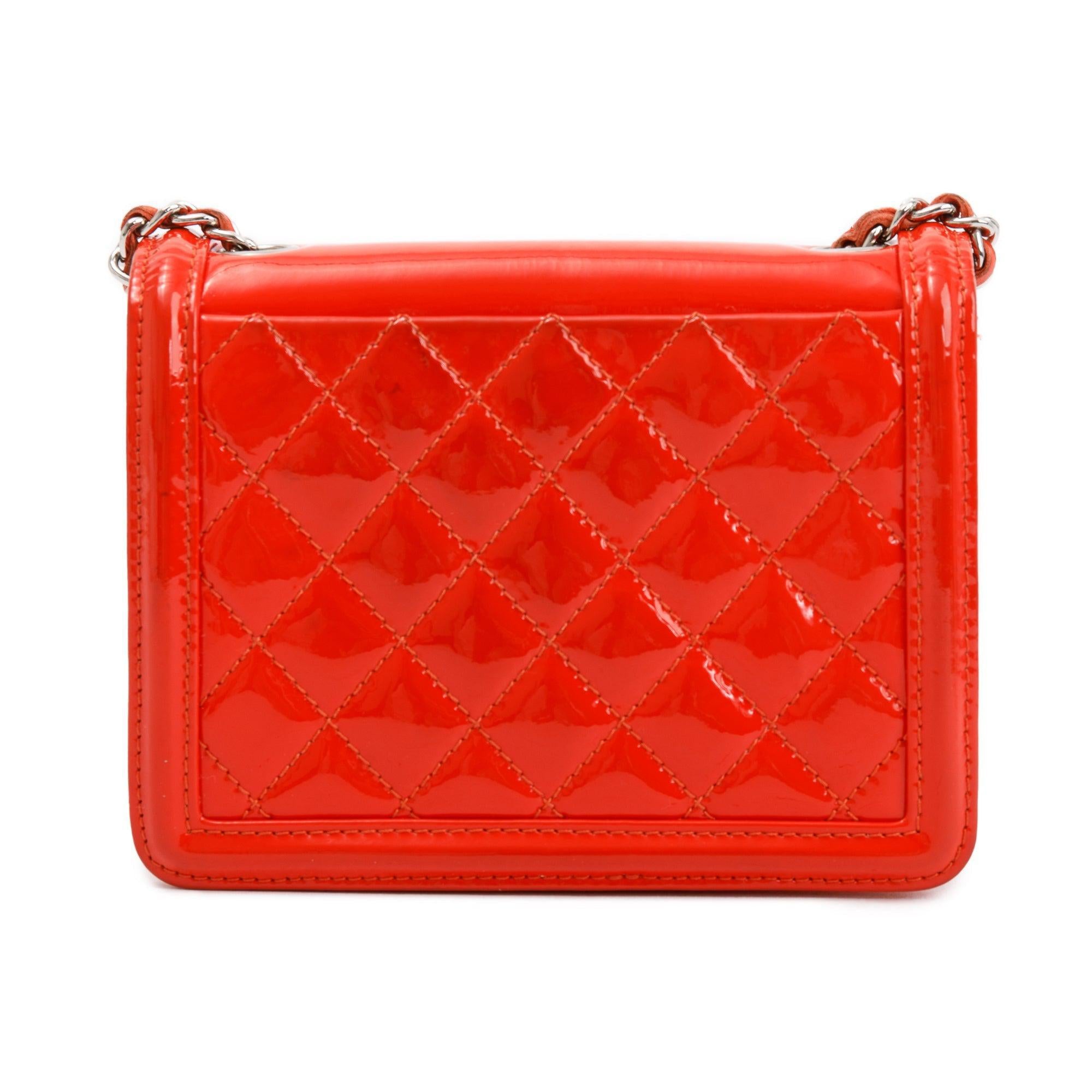 Chanel Red Plexiglass Patent Leather Mini Boy Brick Flap Bag
