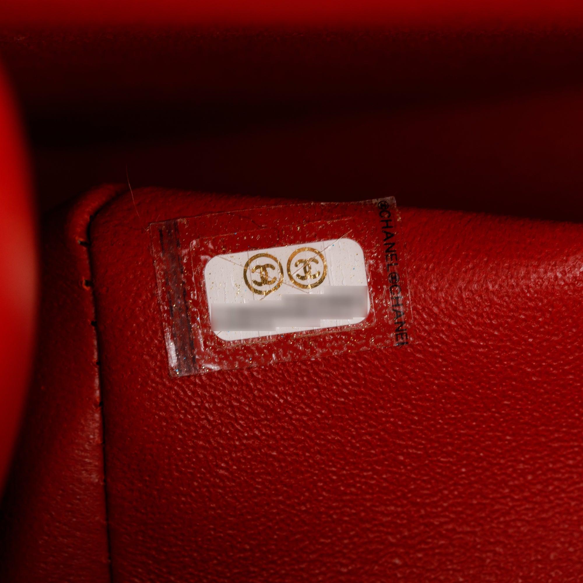 Chanel Red Quilted Caviar Leather Chevron Jumbo Double Flap Bag w/ Box & Authenticity Card