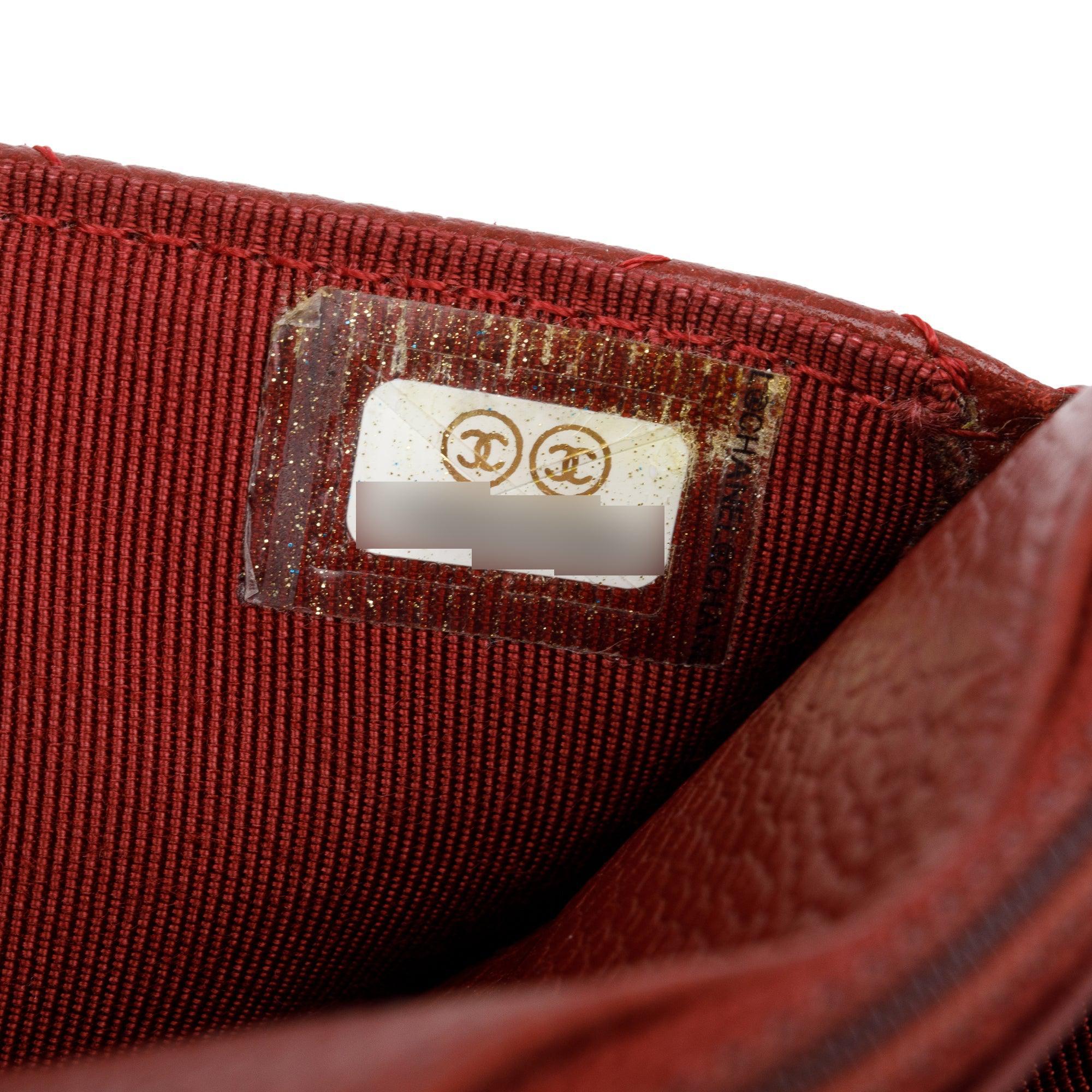 Chanel Red Quilted Caviar Leather Classic Wallet on Chain w/ Box & Authenticity Card