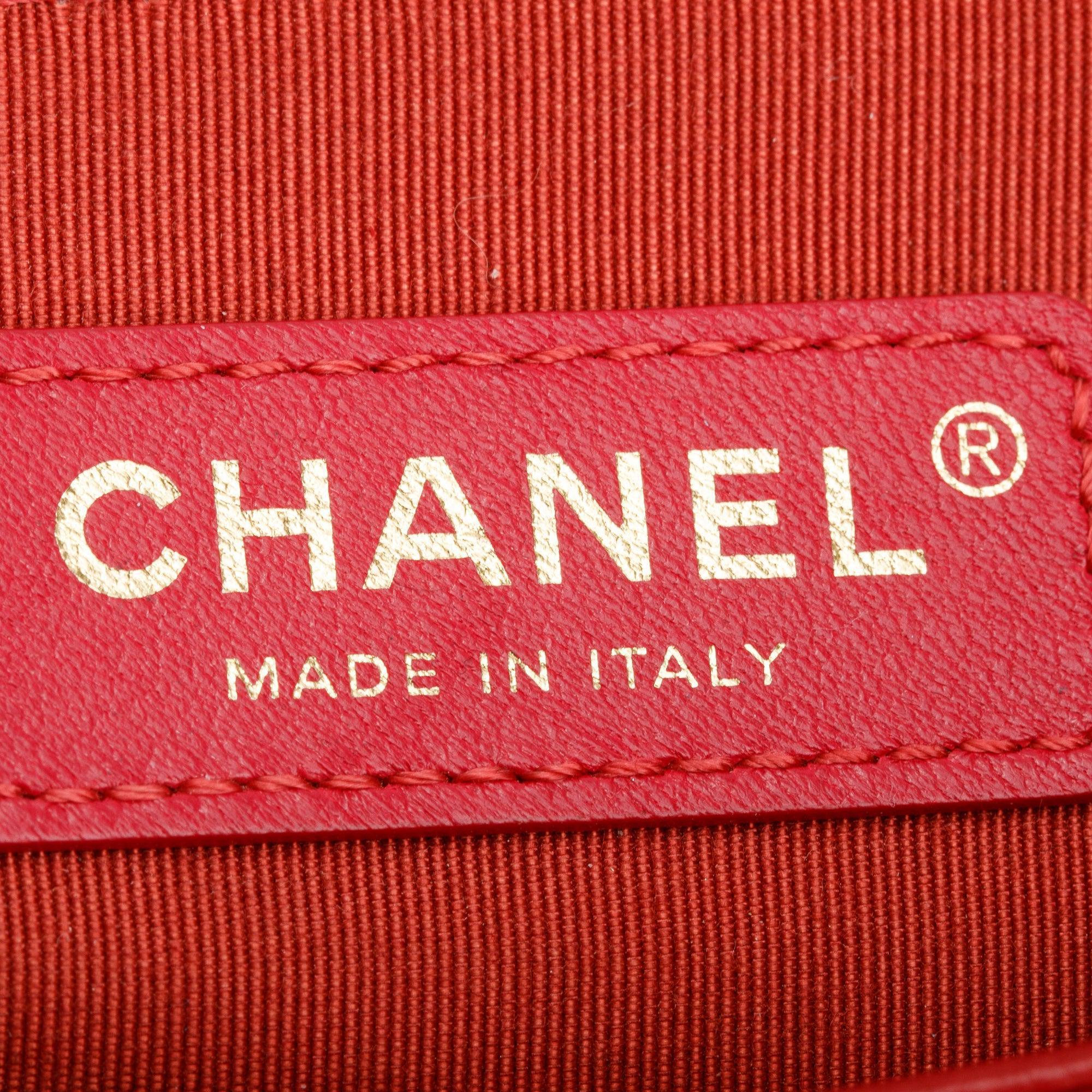 Chanel Red Quilted Caviar Leather Large Boy Bag w/ Authenticity Card