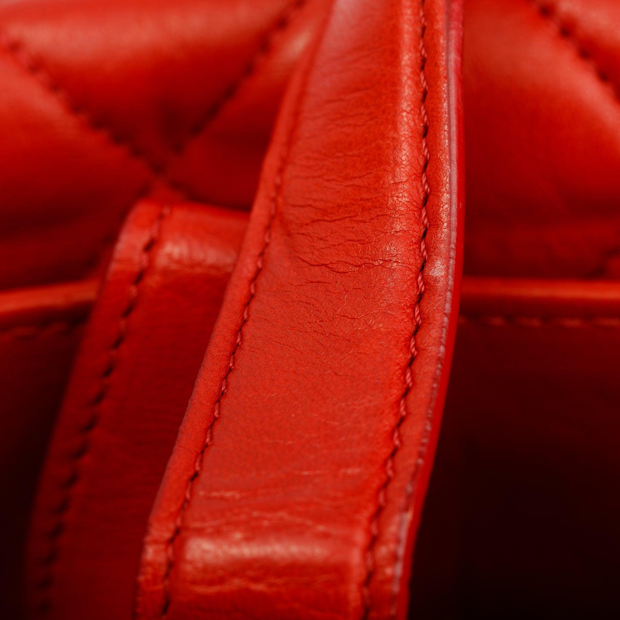 Chanel Red Quilted Lambskin Leather Chanel 3 Maxi Flap Bag w/ Authenticity Card