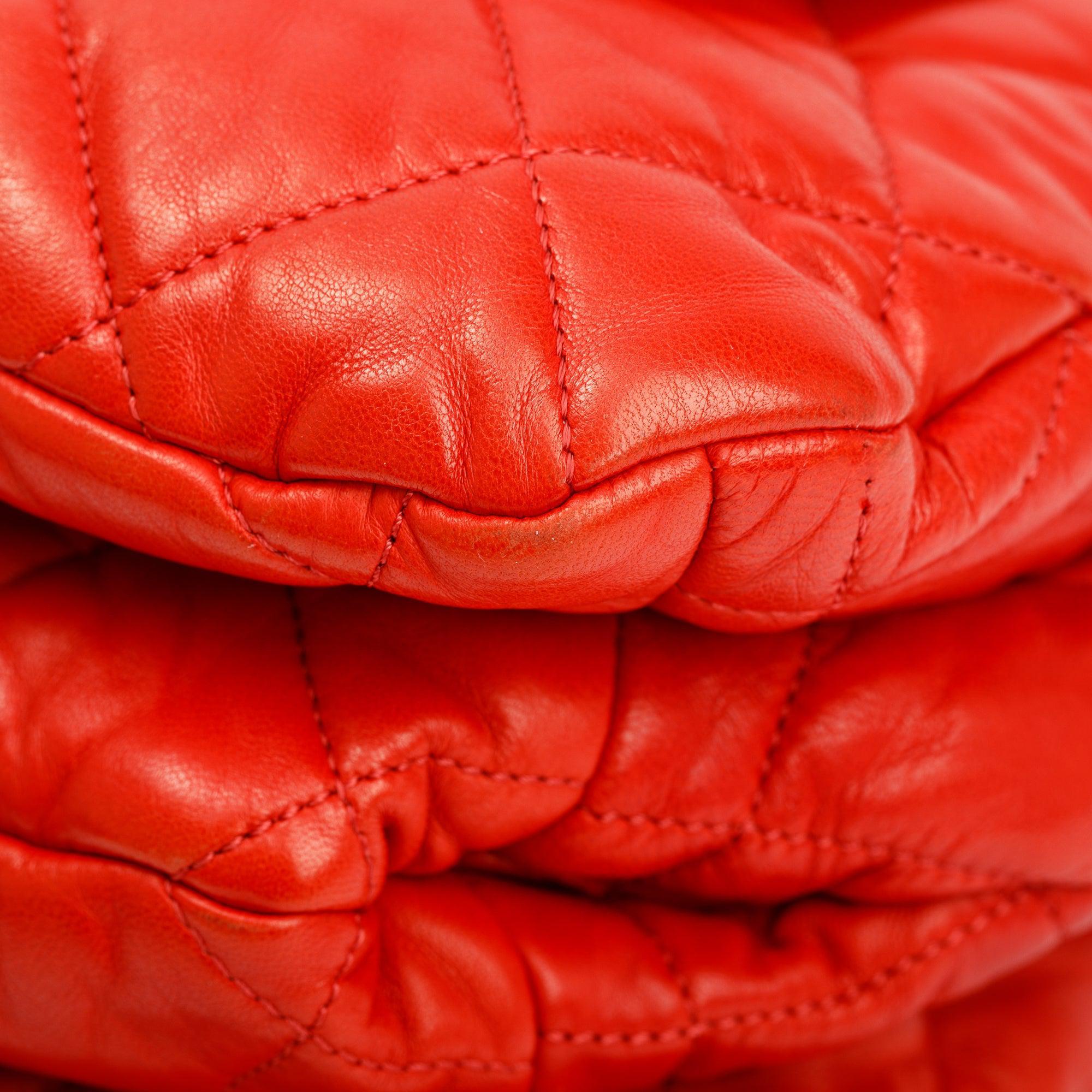 Chanel Red Quilted Lambskin Leather Chanel 3 Maxi Flap Bag w/ Authenticity Card