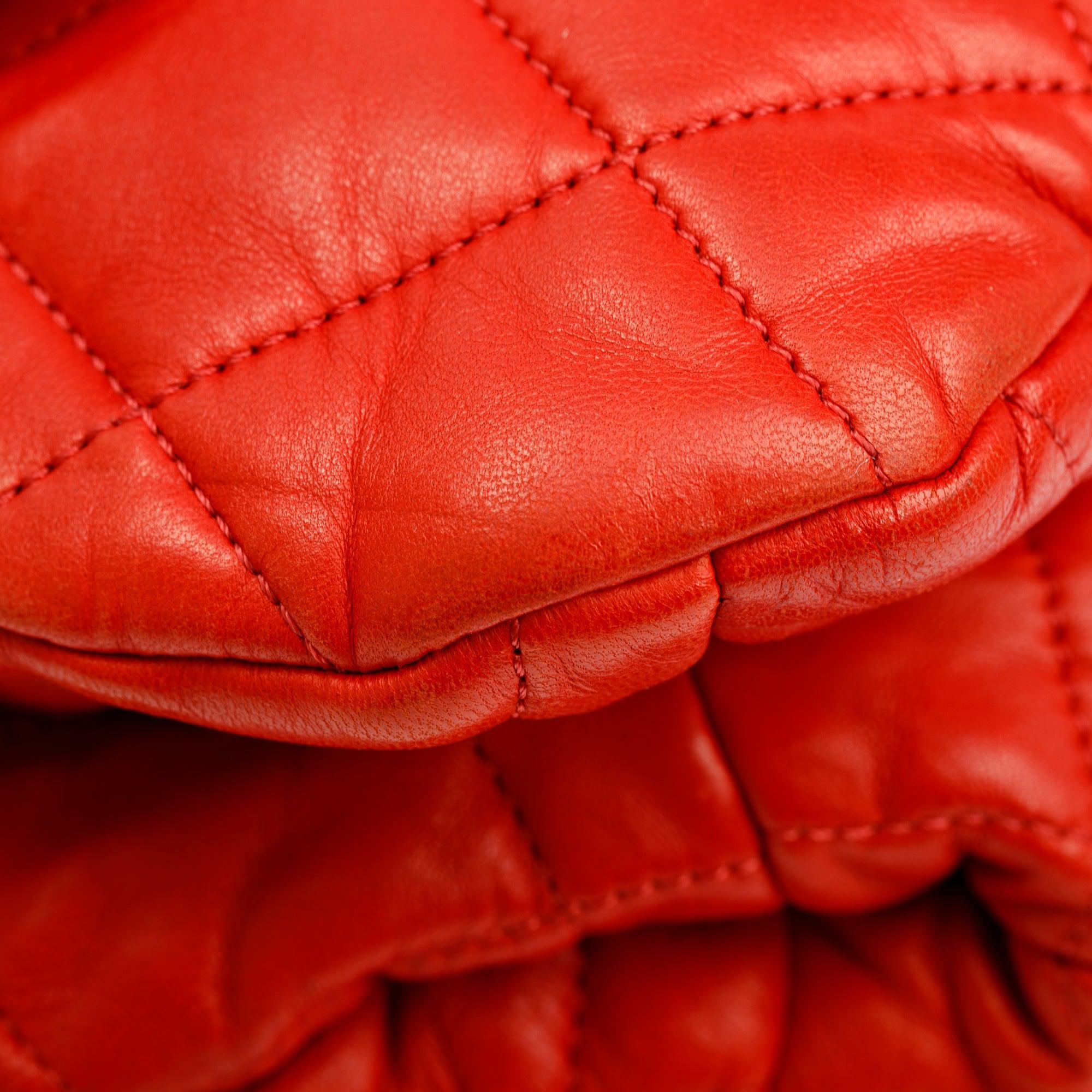 Chanel Red Quilted Lambskin Leather Chanel 3 Maxi Flap Bag w/ Authenticity Card