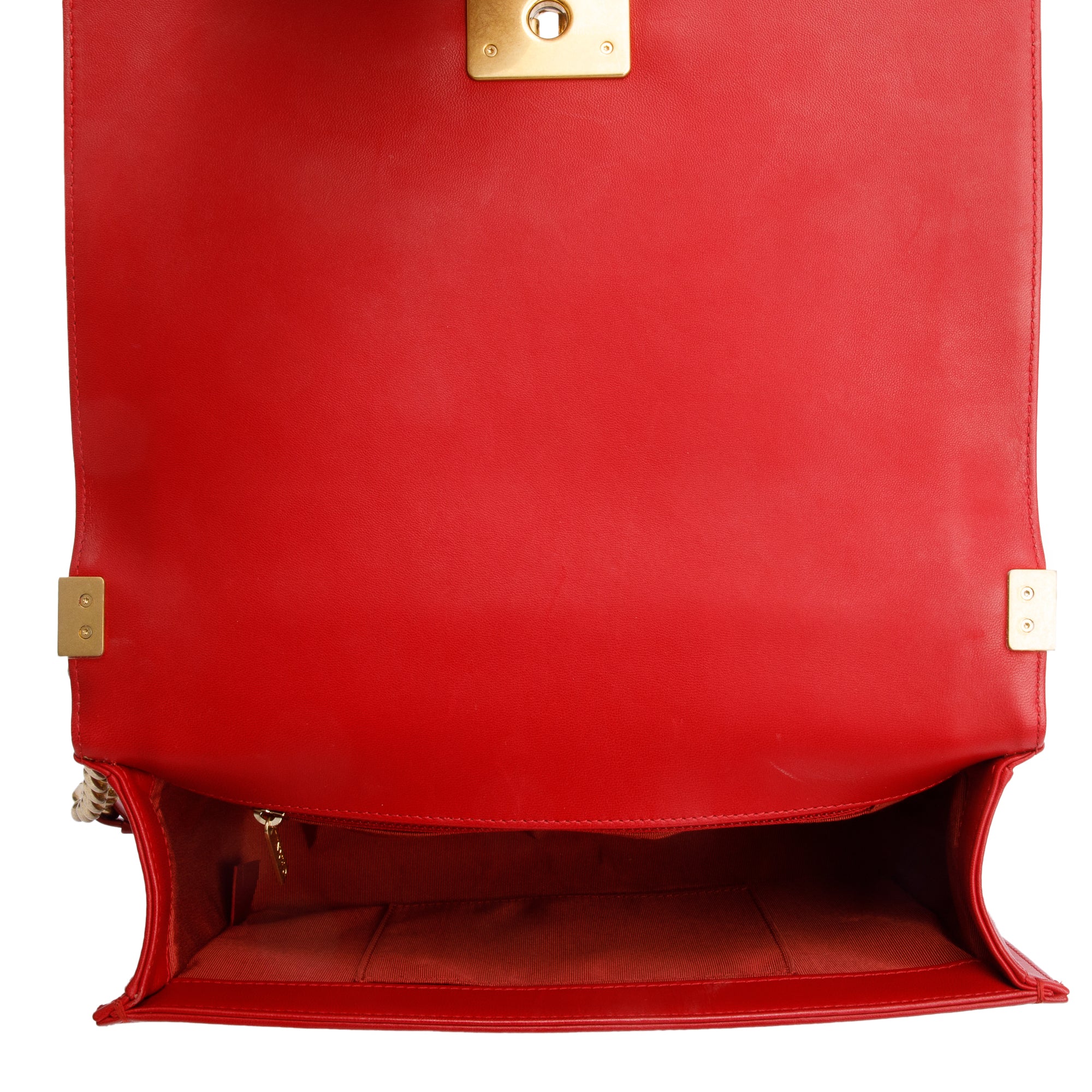Chanel Red Quilted Lambskin Leather Large Boy Bag w/ Box & Authenticity Card