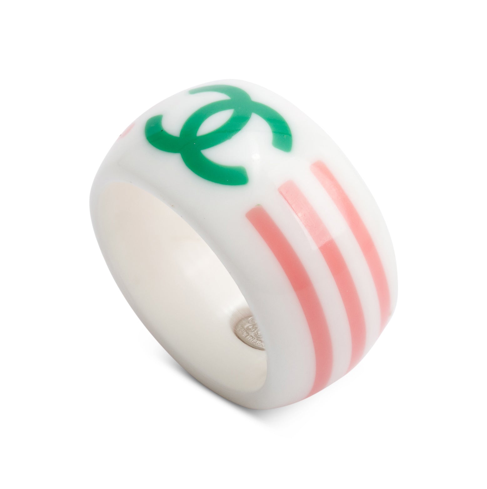Chanel Resin CC Band Ring, Size 6.5