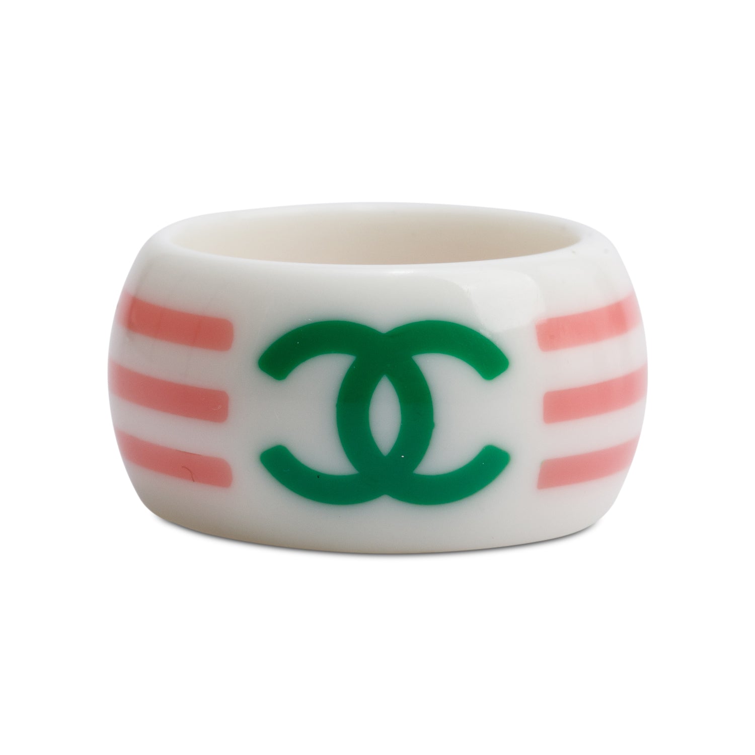Chanel Resin CC Band Ring, Size 6.5
