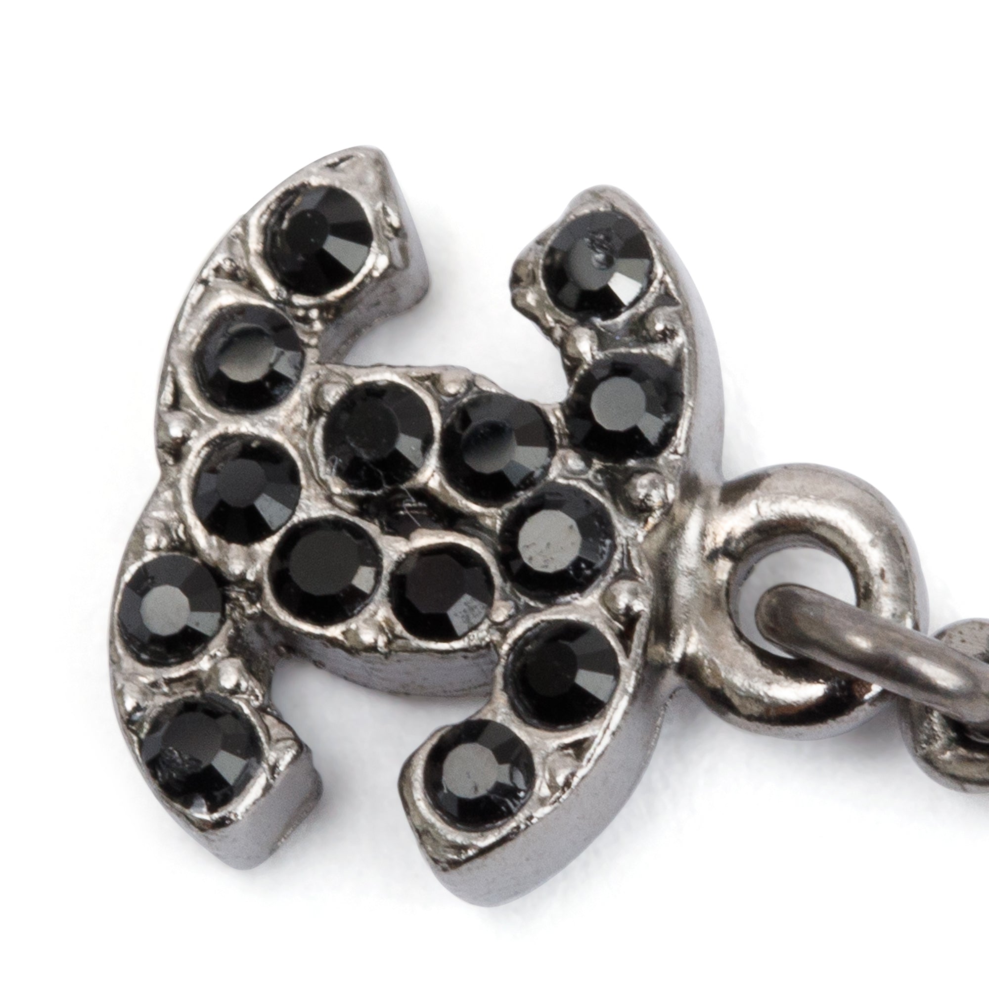 Chanel Ruthenium Faux Fur & Tweed Chainmail & CC Logo Fringe Necklace w/ Box