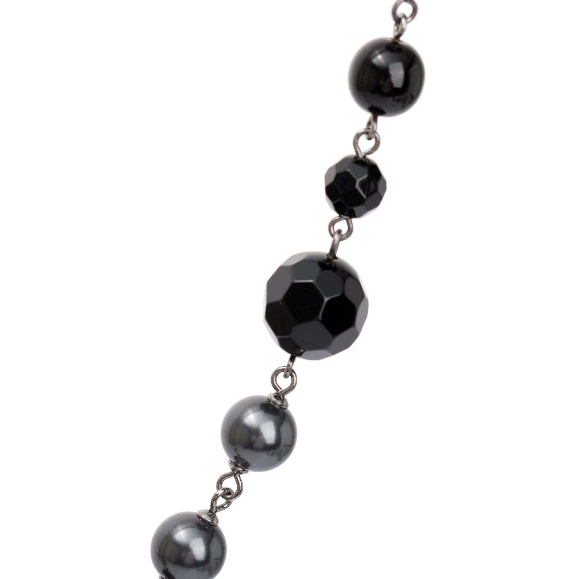 Chanel Ruthenium Plated Faux Pearl, Resin & Bead CC Long Necklace w/ Box