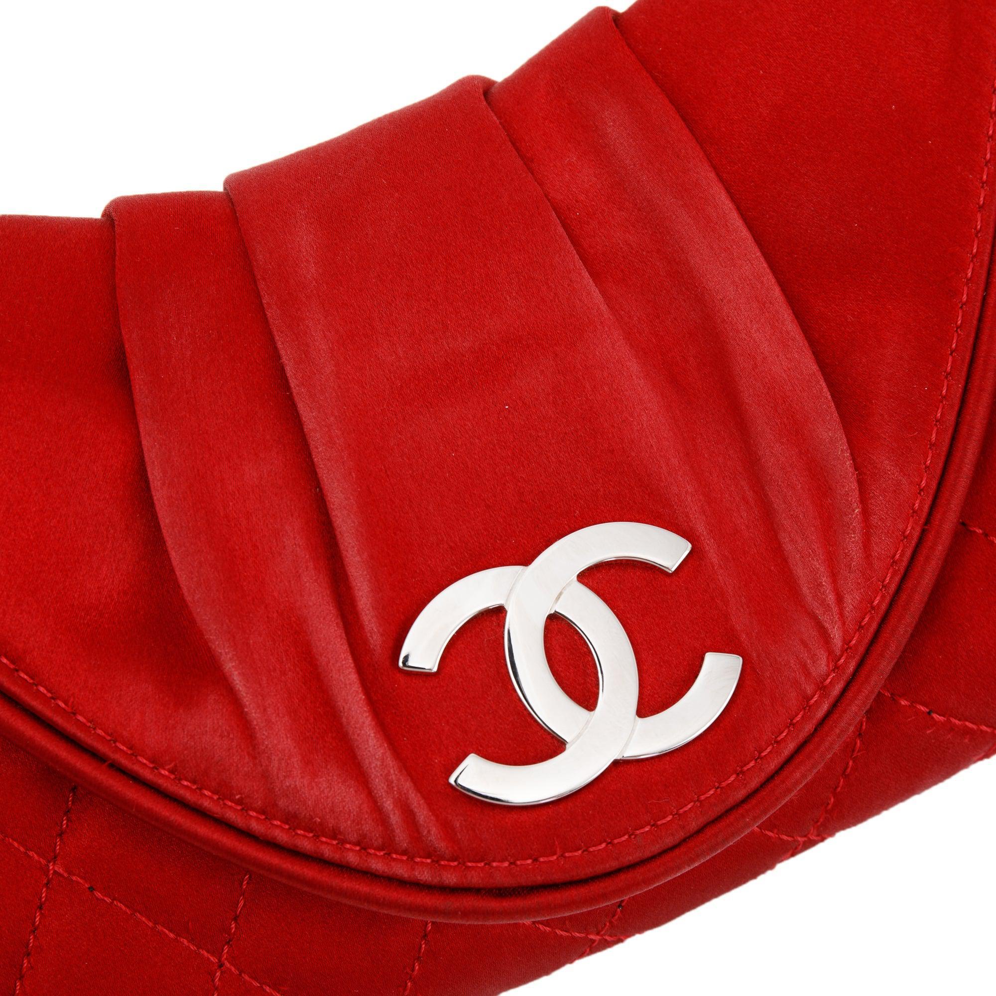 Chanel Satin Half Moon Clutch w/ Authenticity Card